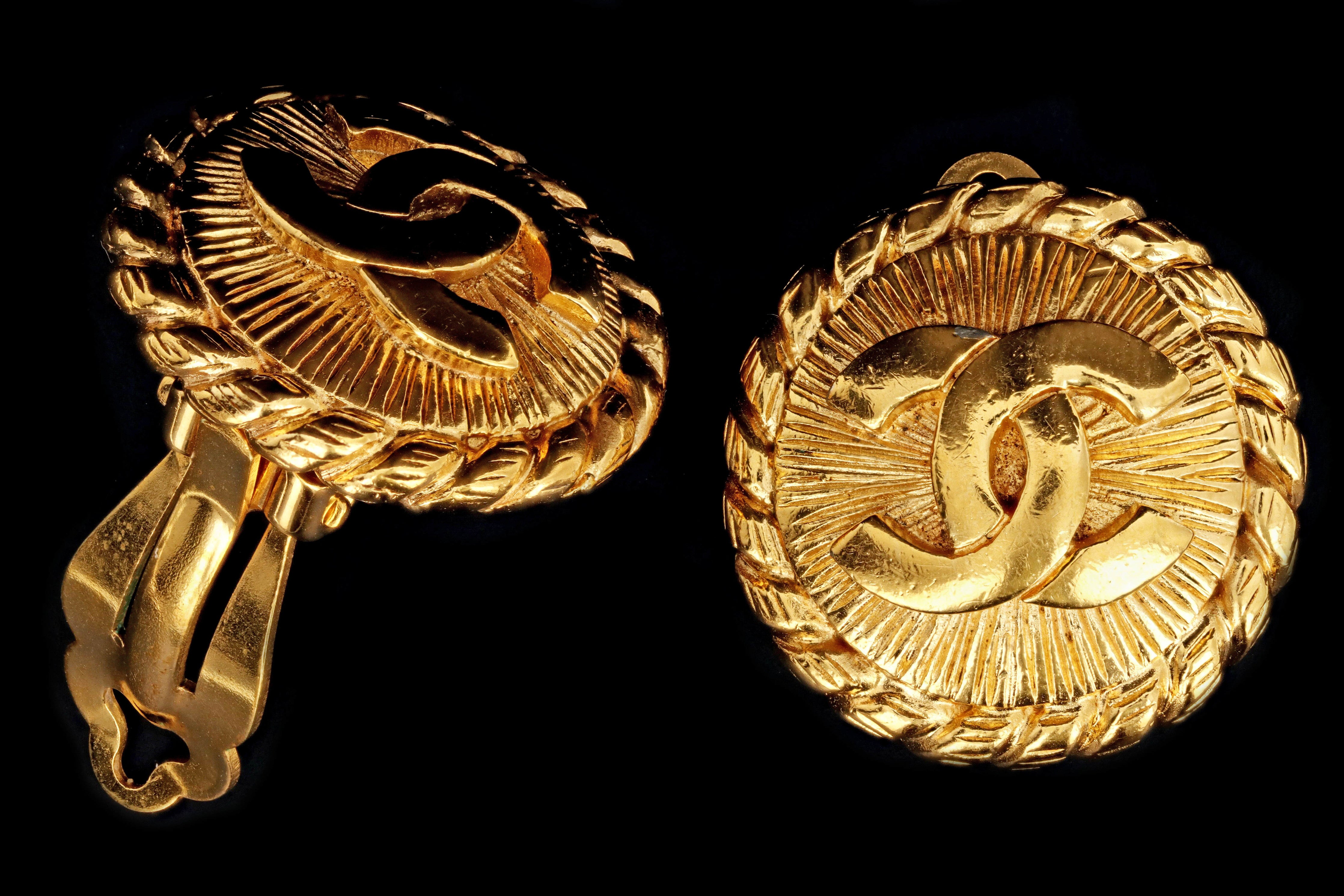 Vintage Chanel Logo Clip On Statement Earrings - Queen May