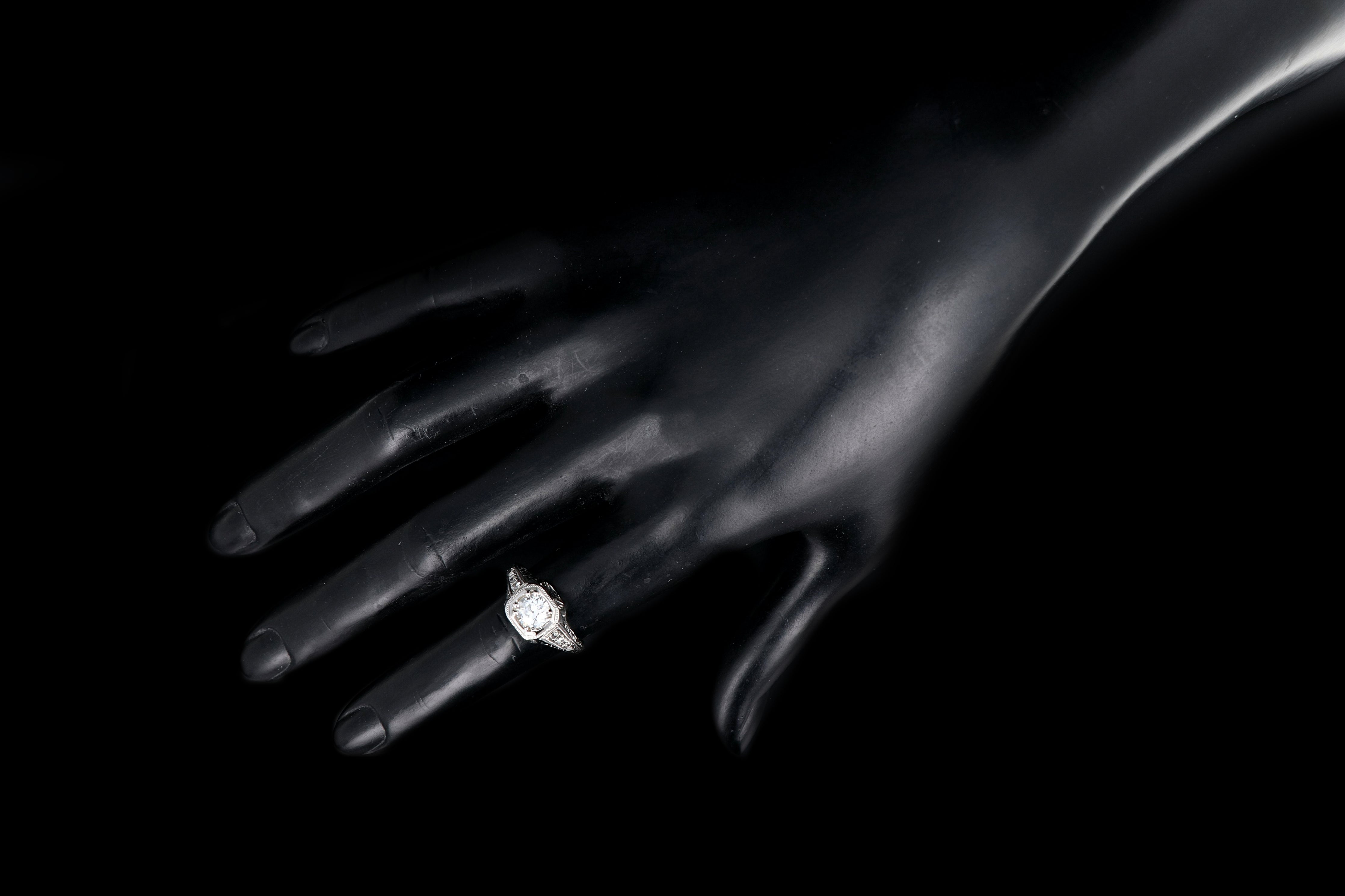 Art Deco Platinum .85 Carat Old European Cut Engagement Ring GIA Certified - Queen May