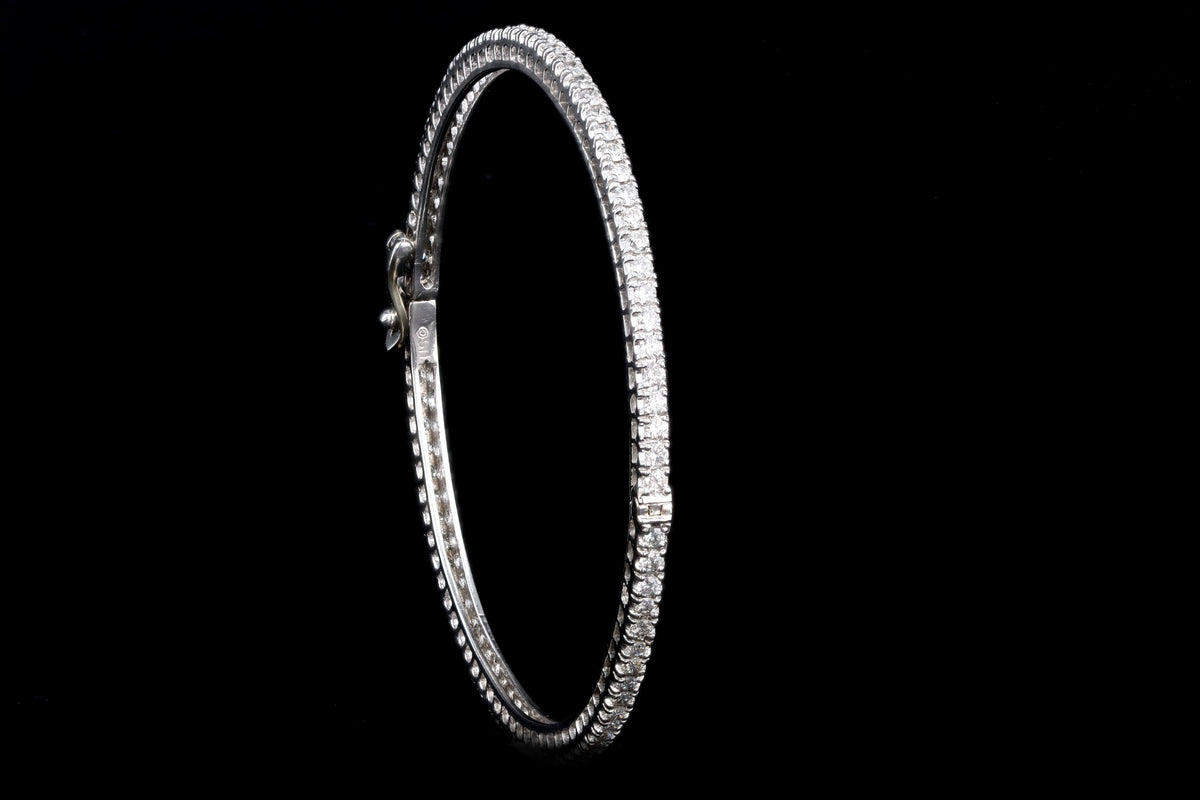 14K White Gold 2 Carat Round Brilliant Diamond Bangle - Queen May