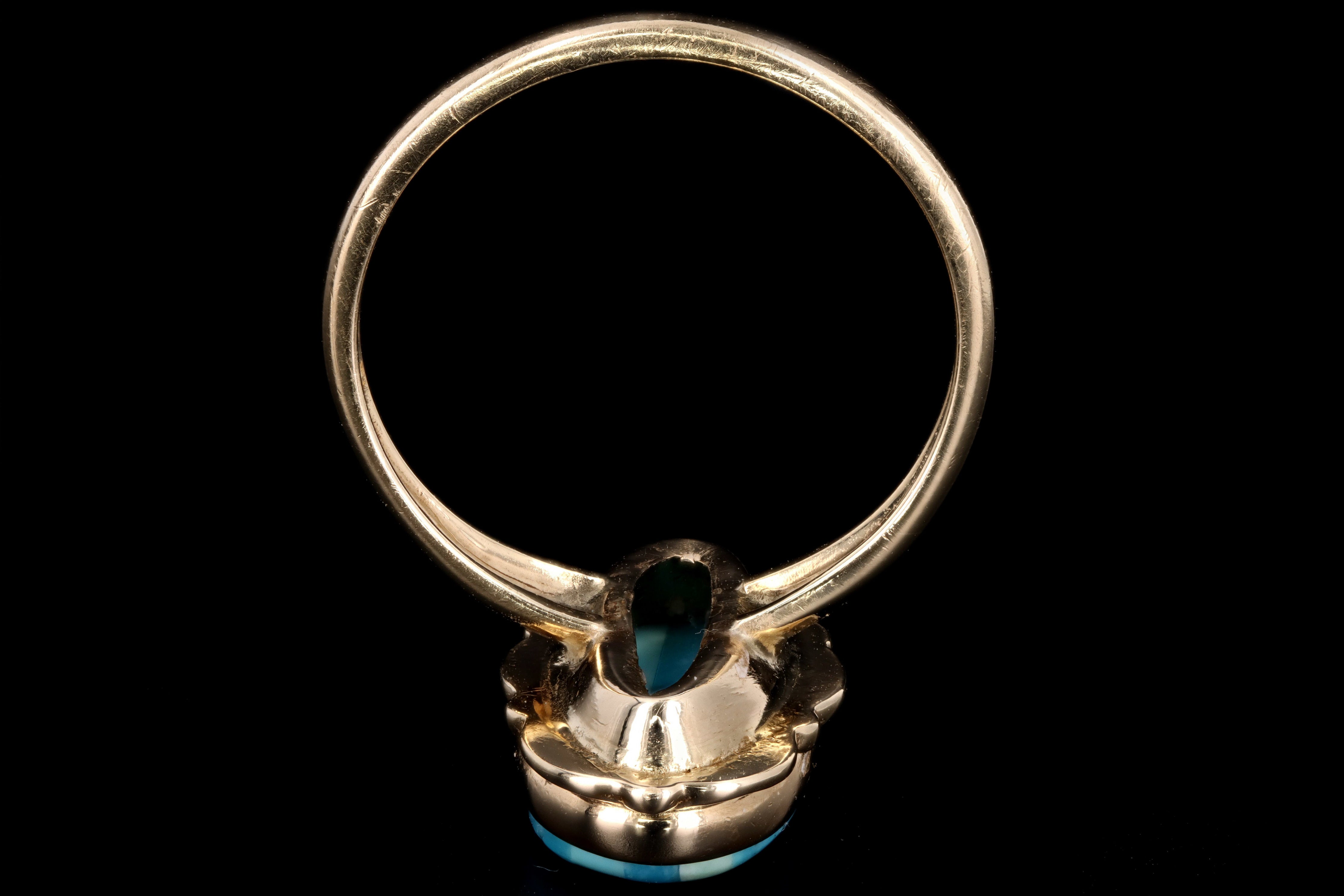 Vintage 10K Yellow Gold Turquoise Inlay Ring - Queen May