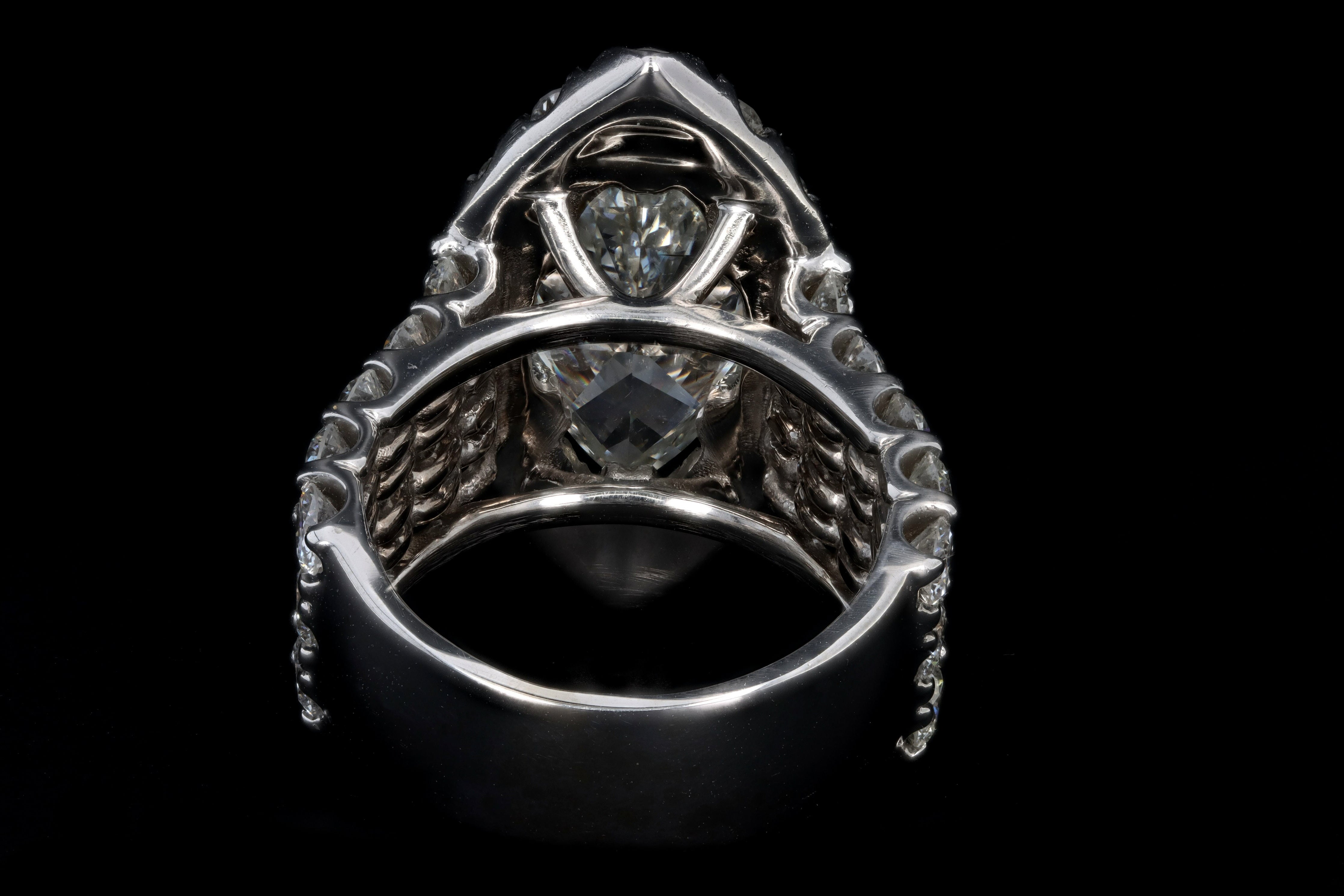 Modern 14K White Gold 4.05 Carat Marquise Cut Diamond Halo Engagement Ring GIA Certified - Queen May