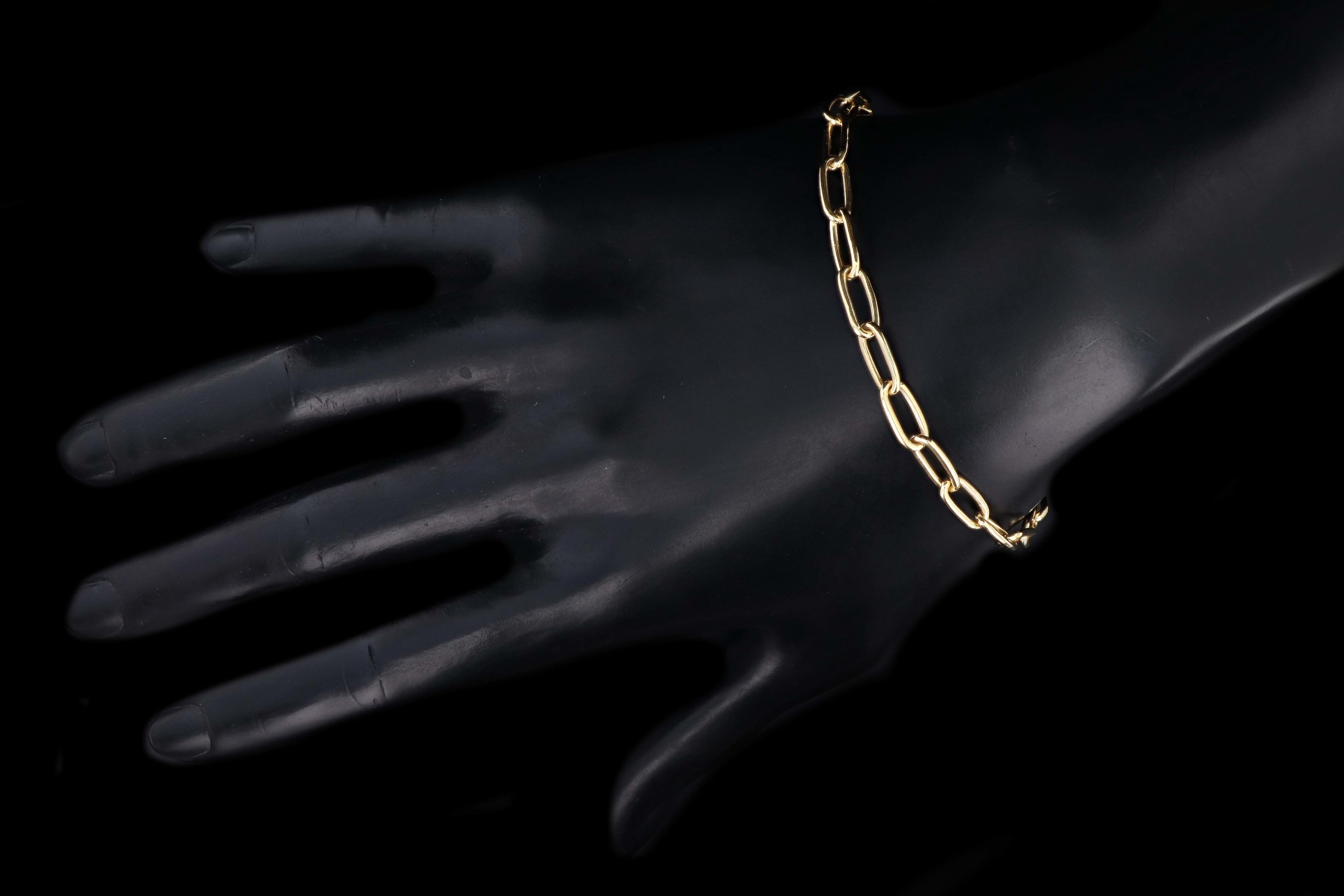 New Solid 14K Yellow Gold Paperclip Chain Bracelet - Queen May
