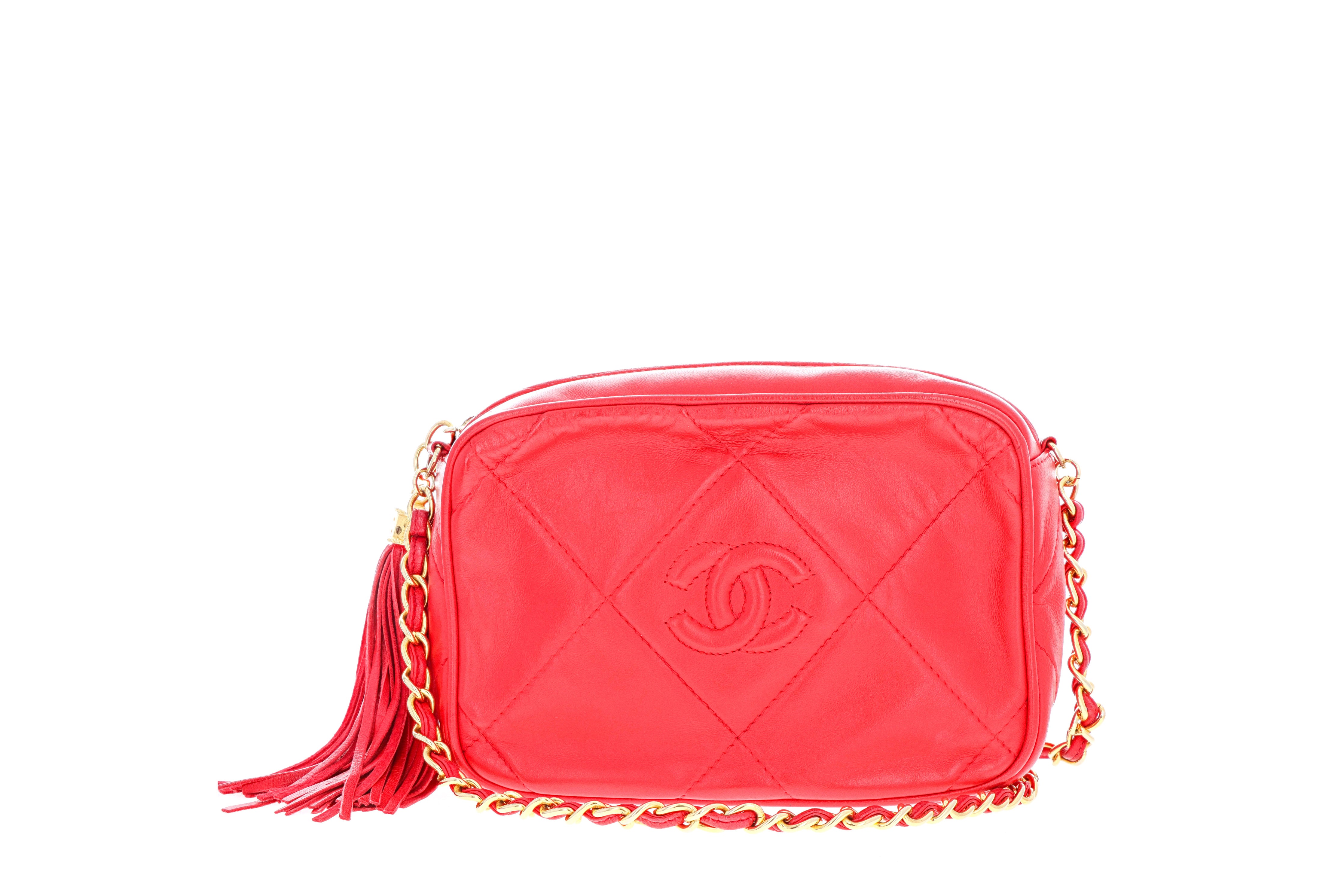 Vintage Chanel Red Diamond CC Camera Bag Small - Queen May