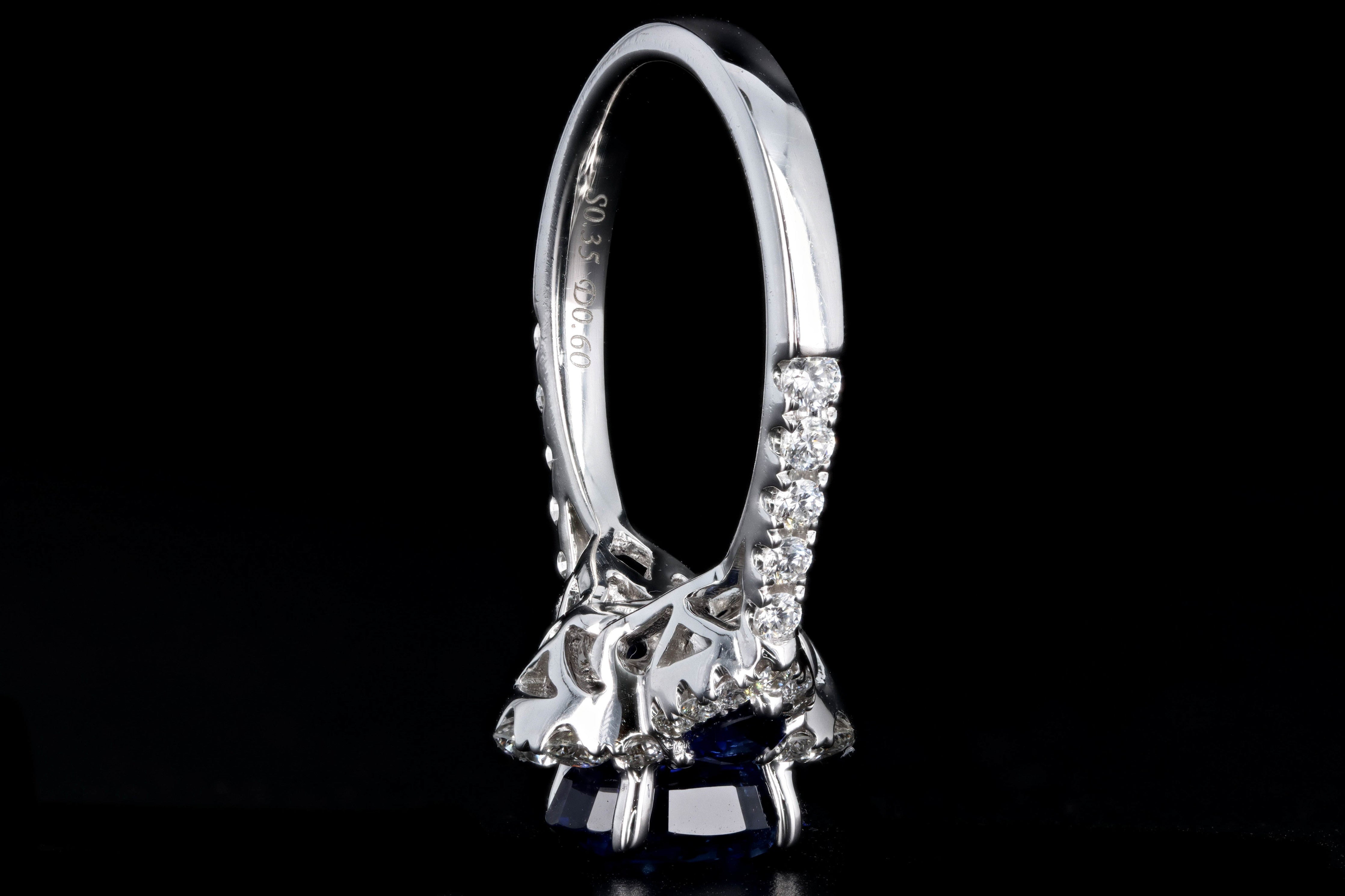 14K White Gold 2.23 Carat Oval Sapphire & Diamond Ring GIA Certified - Queen May