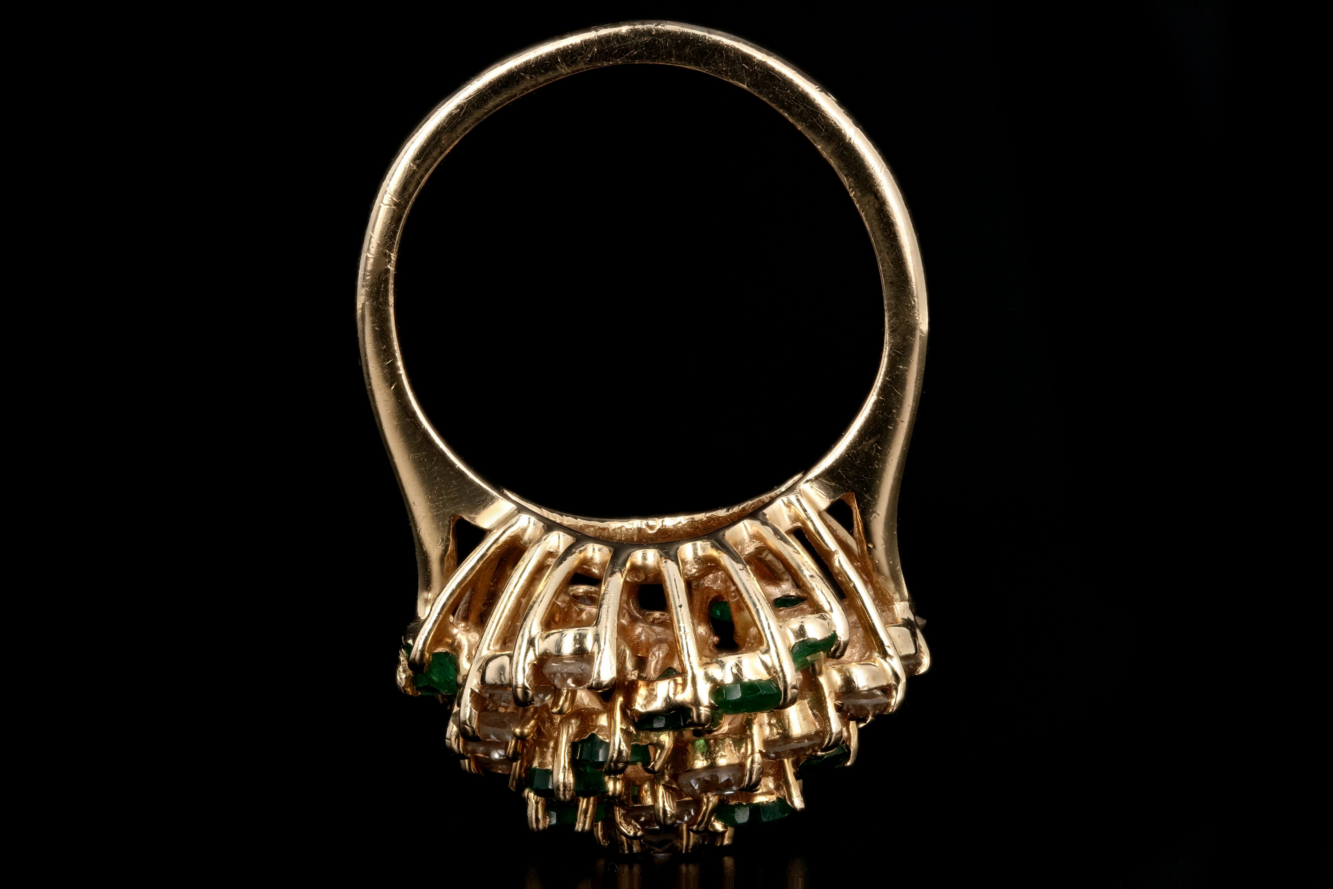 14K Yellow Gold 1.5 Carat Emerald and Diamond Ring - Queen May