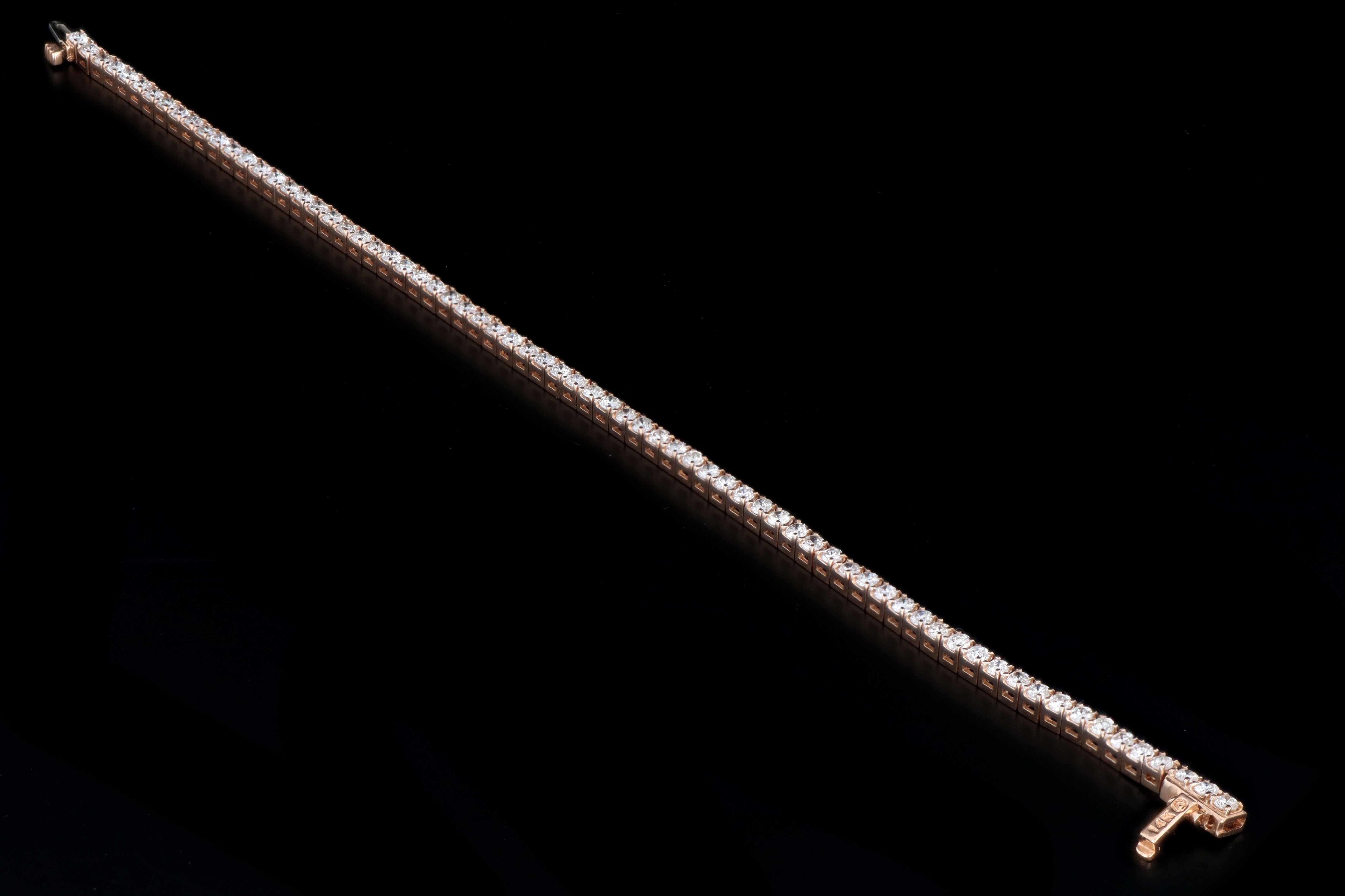 New 14K Rose Gold 2.98 Carats in Total Diamond Tennis Bracelet - Queen May