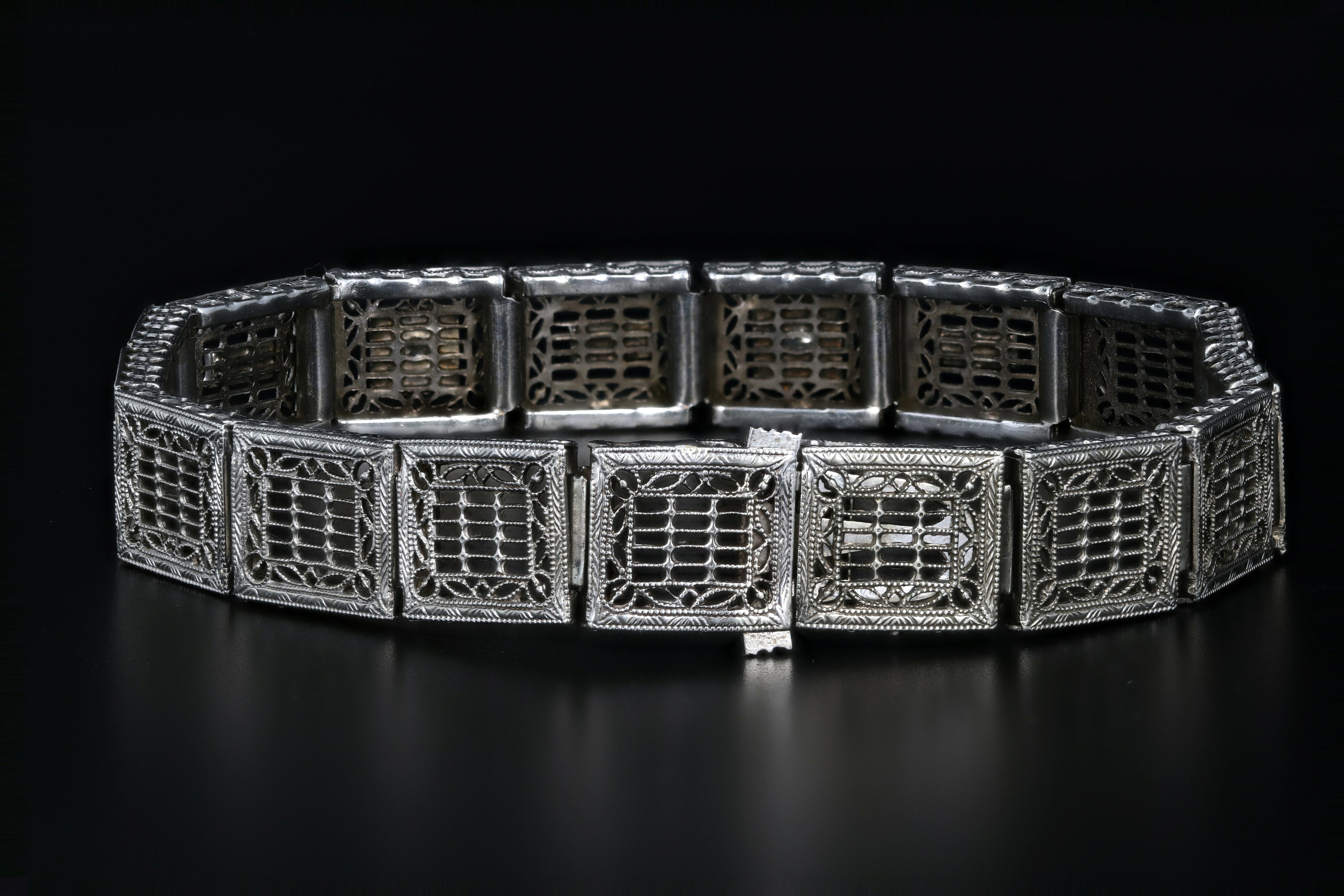 Ostby & Barton 14K White Gold Diamond and Natural Sapphire Bracelet - Queen May