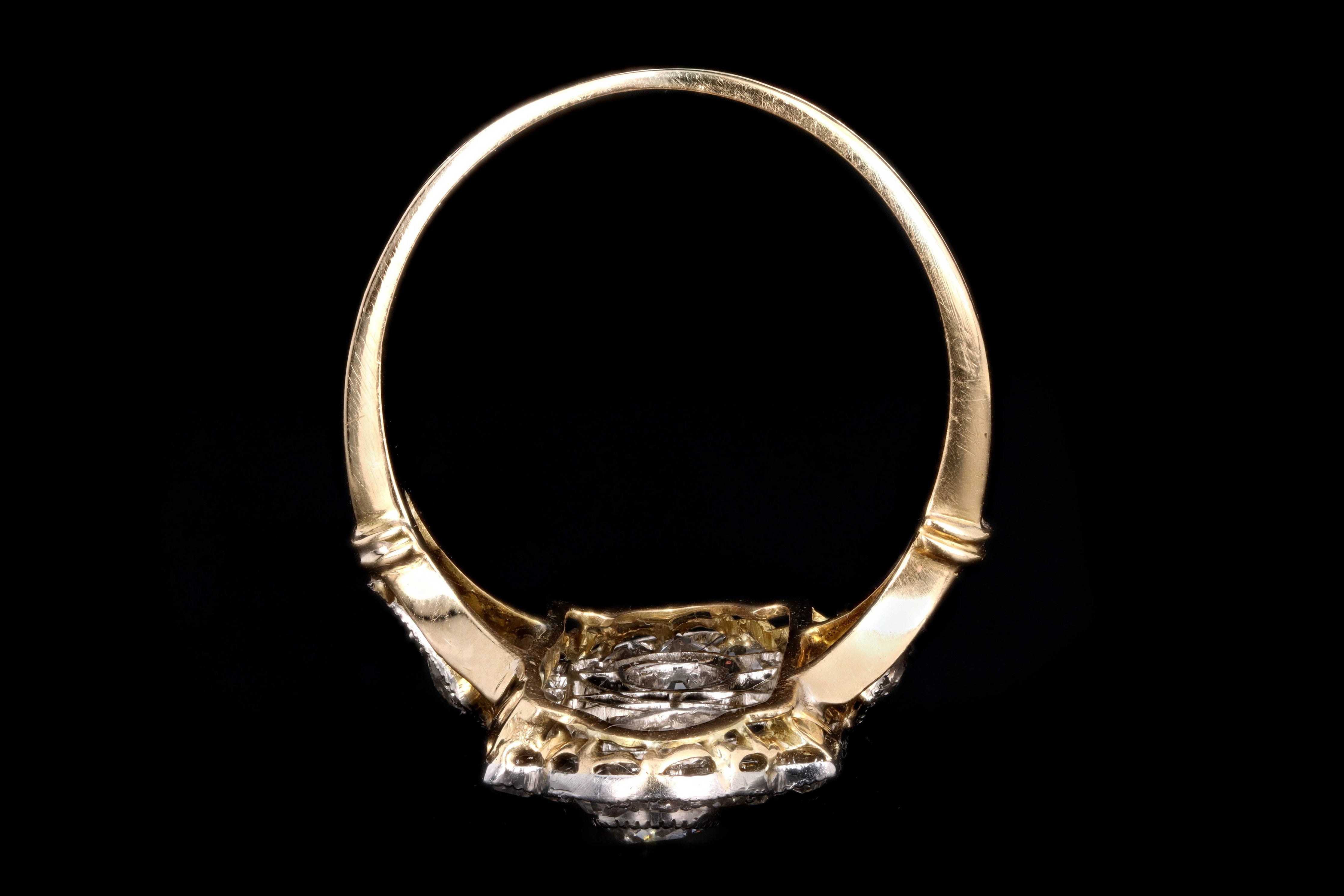 Edwardian 18K Yellow Gold & Platinum 1 Carat Old European Cut Diamond Ring - Queen May