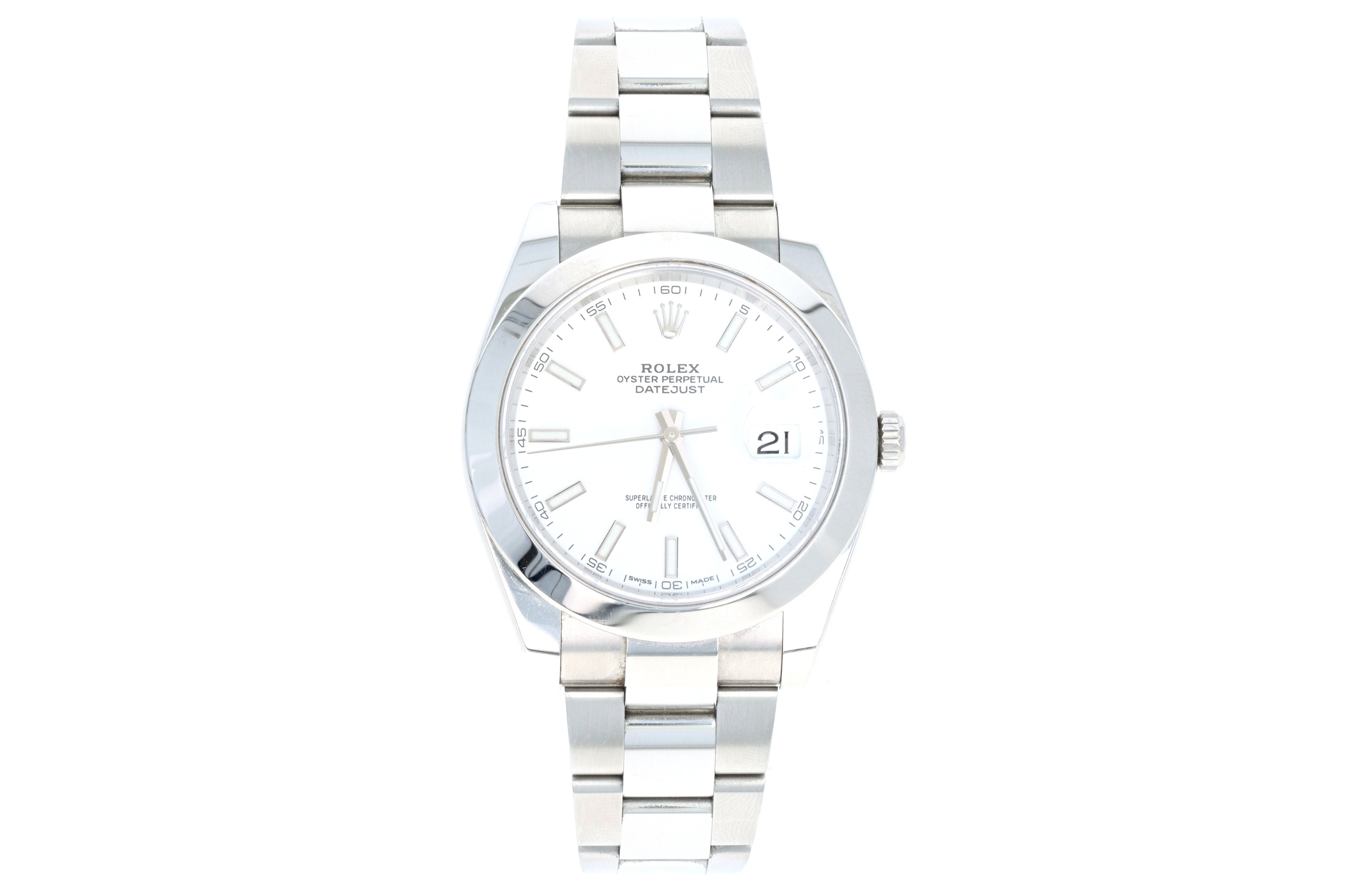 Rolex Datejust 41mm 126300 White Stick Dial Box and Papers - Queen May