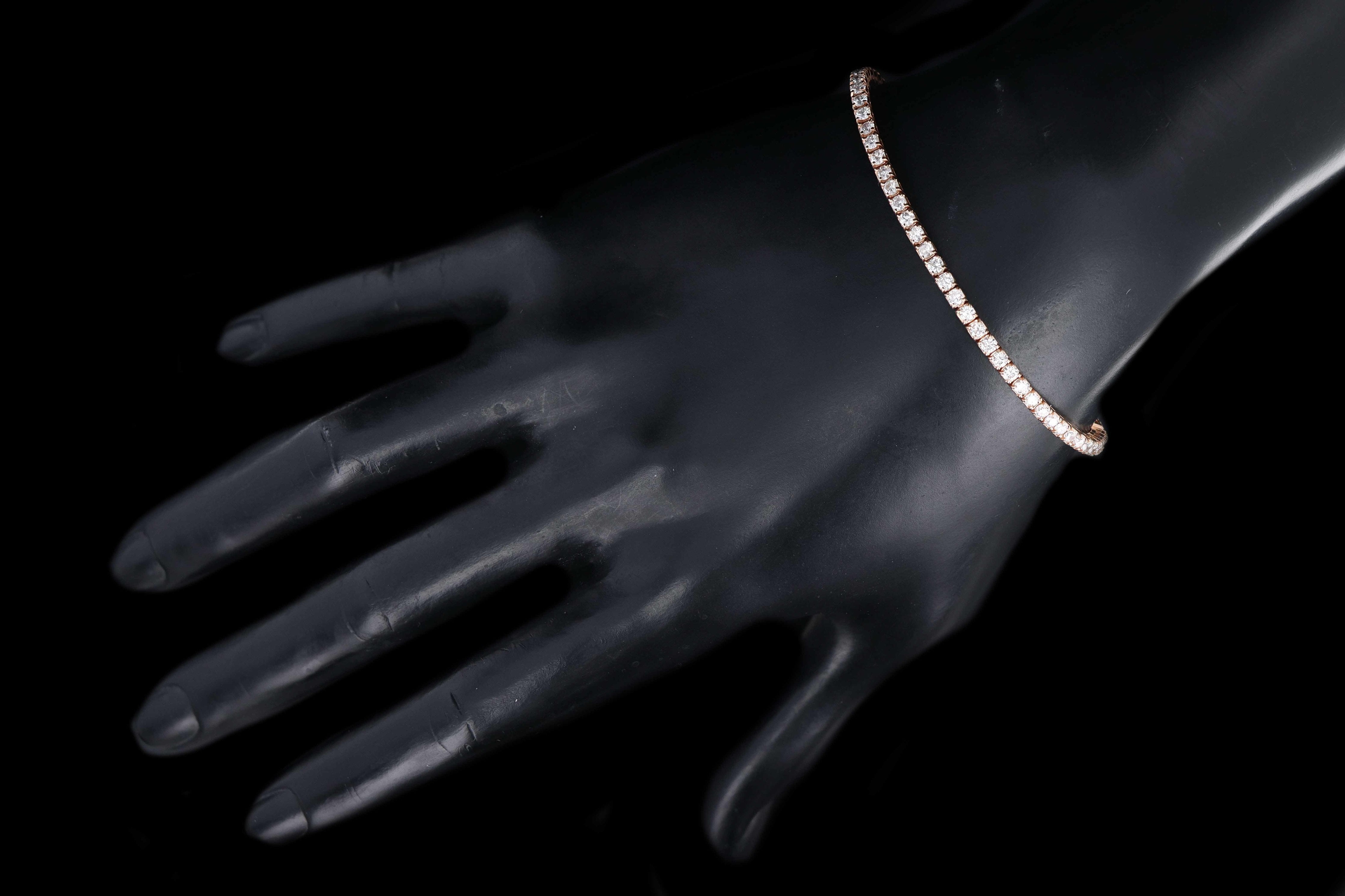 New 14K Rose Gold 2.98 Carats in Total Diamond Tennis Bracelet - Queen May