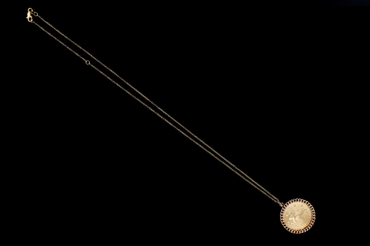 Modern 14K Yellow Gold Virgo Pendant Necklace - Queen May