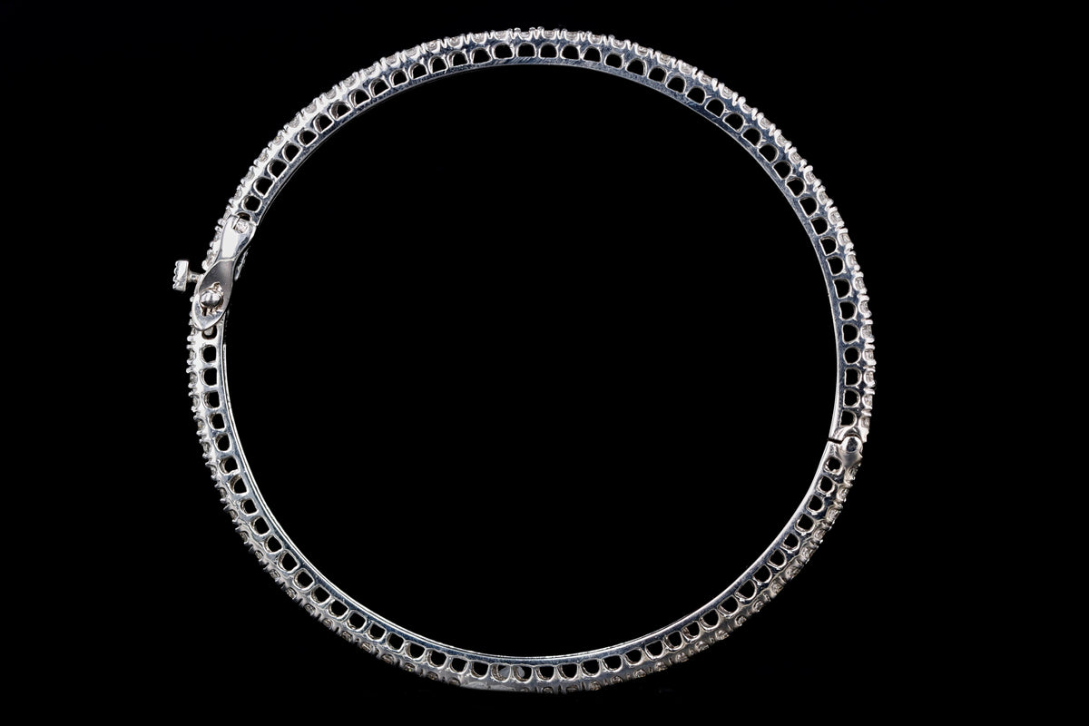14K White Gold 2 Carat Round Brilliant Diamond Bangle - Queen May