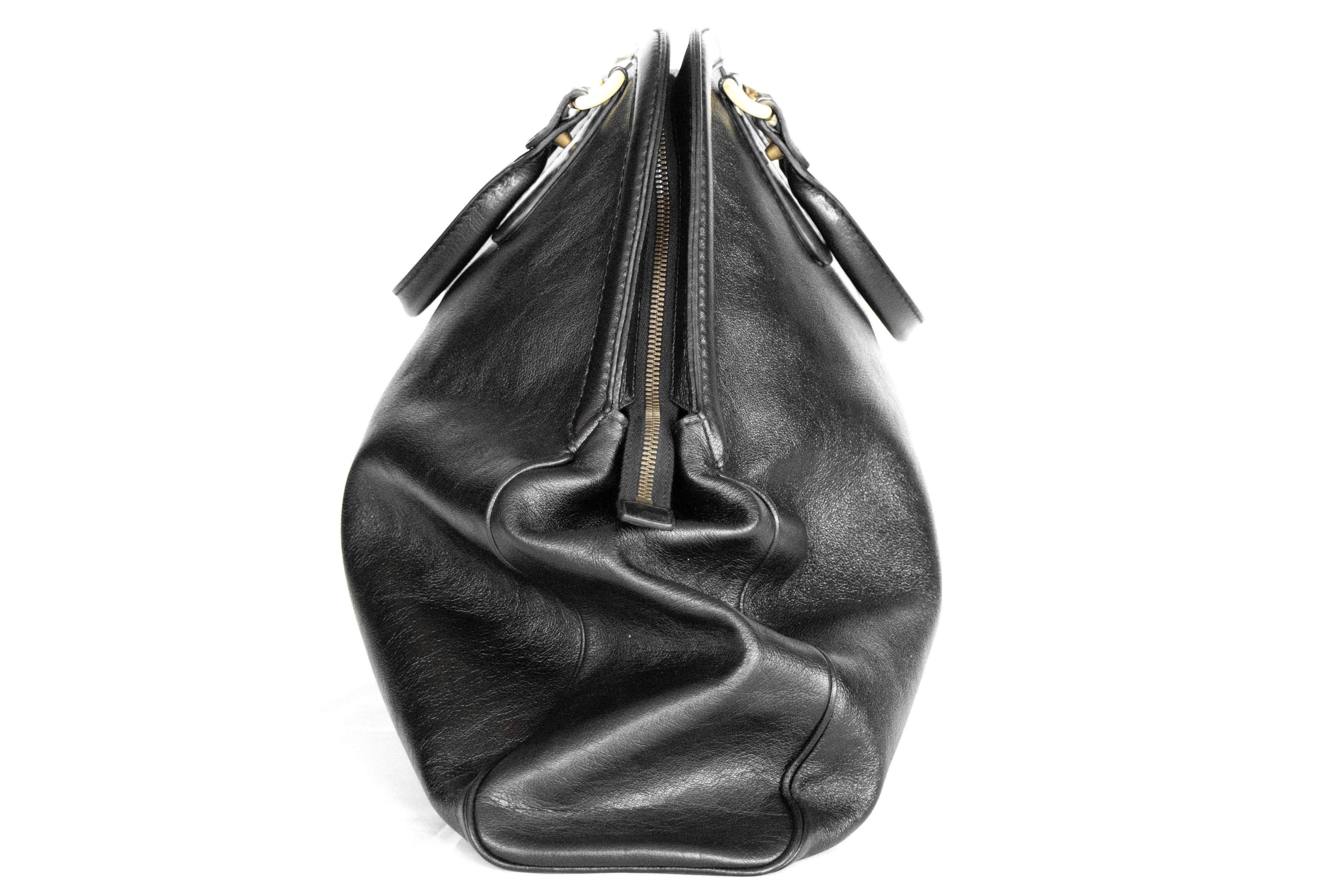 Gucci Calfskin Large Re(Belle) Top Handle Bag Black W/ Strap - Queen May