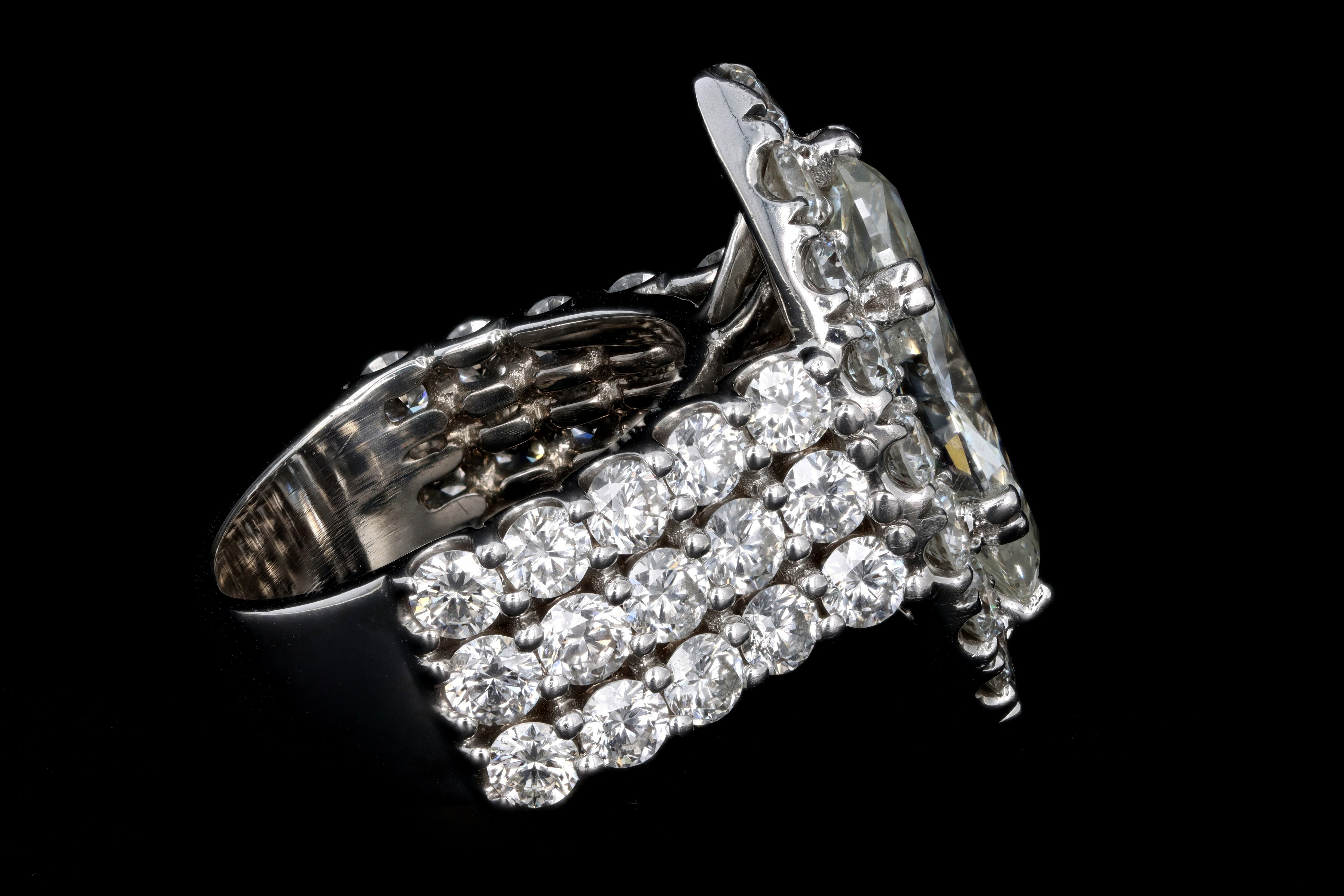 Modern 14K White Gold 4.05 Carat Marquise Cut Diamond Halo Engagement Ring GIA Certified - Queen May