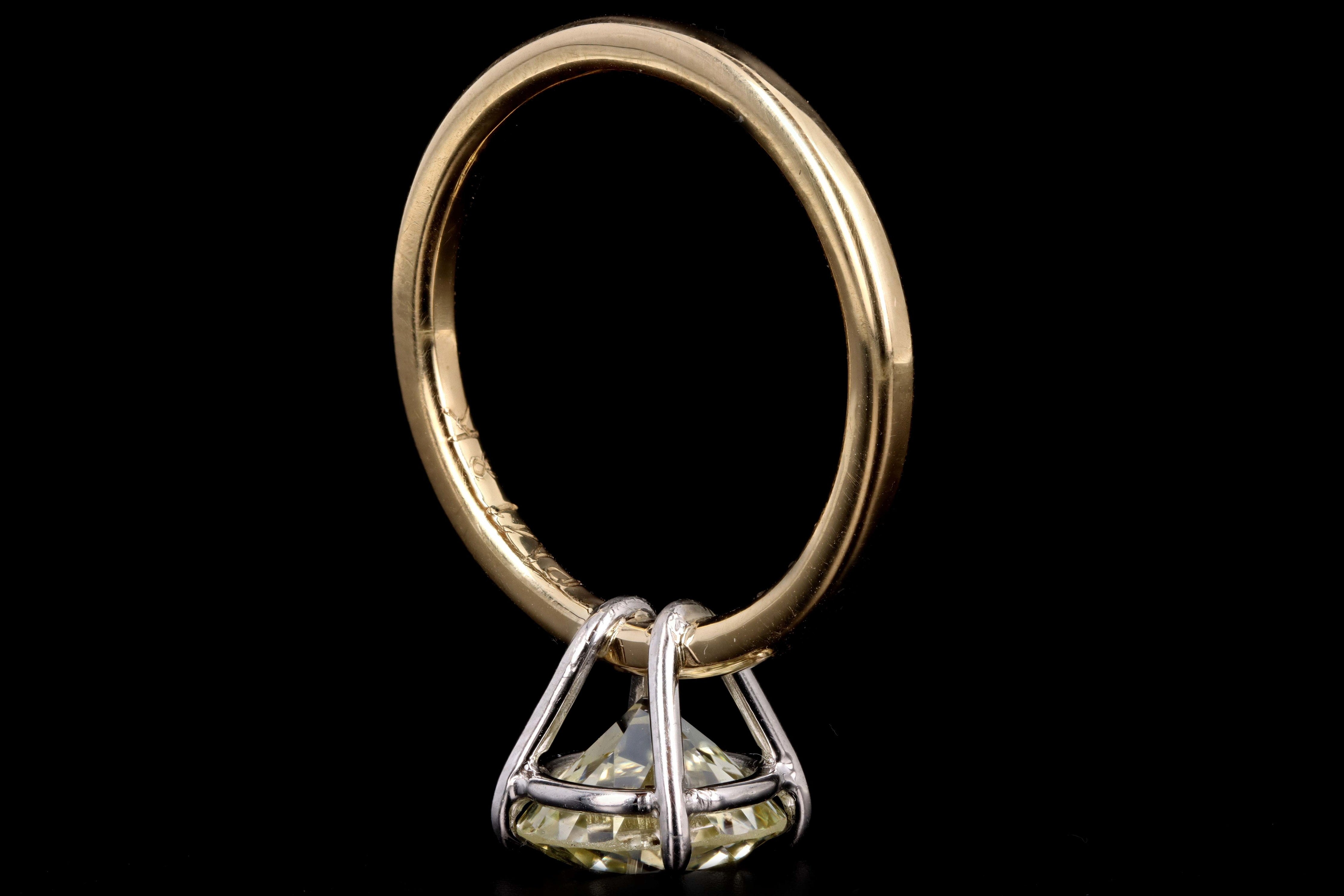 New Handmade Platinum & 18K Yellow Gold 2.34 Carat Old European Cut Diamond Engagement Ring - Queen May