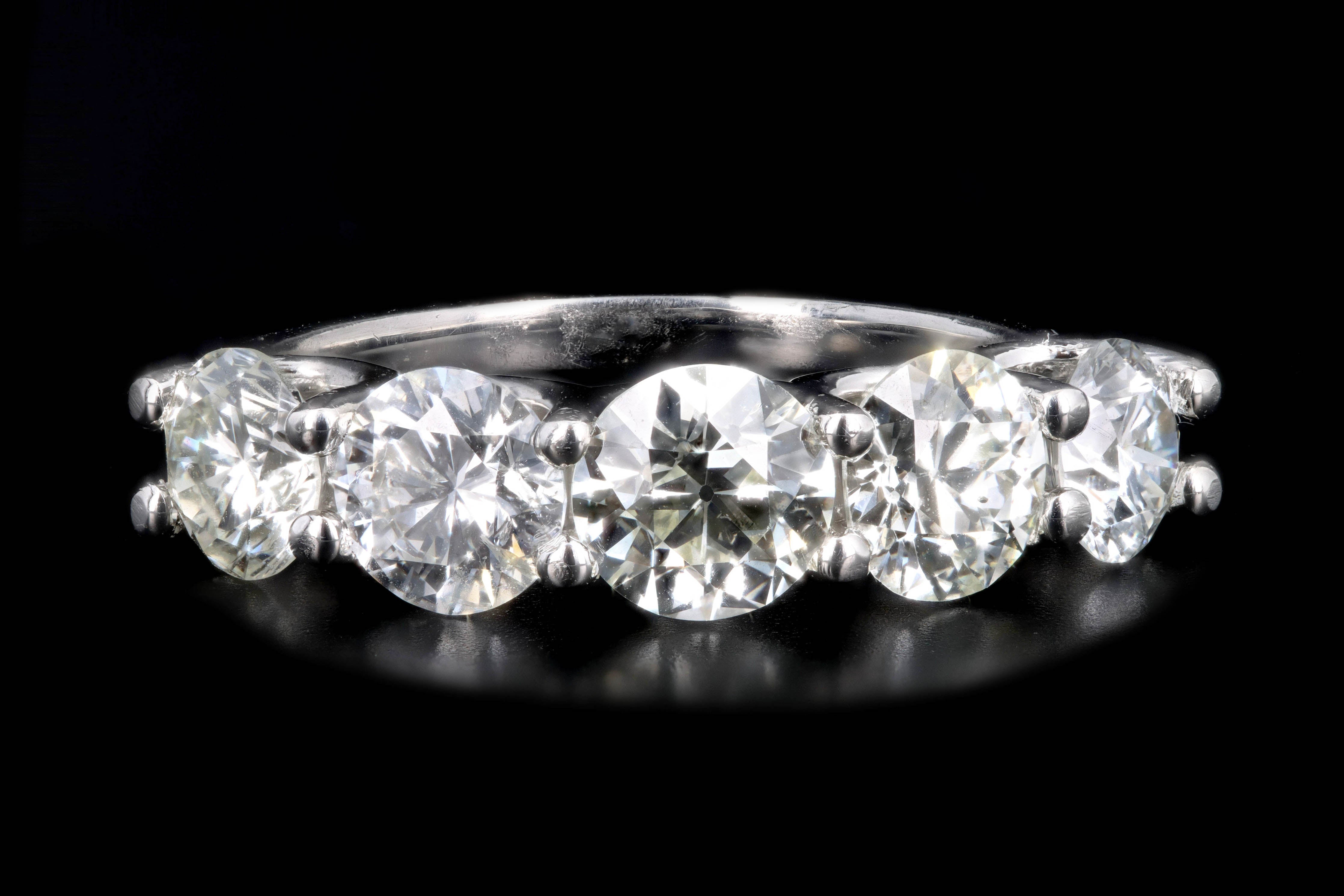 New Platinum 2.92 Carat Diamond 5 Stone Ring - Queen May