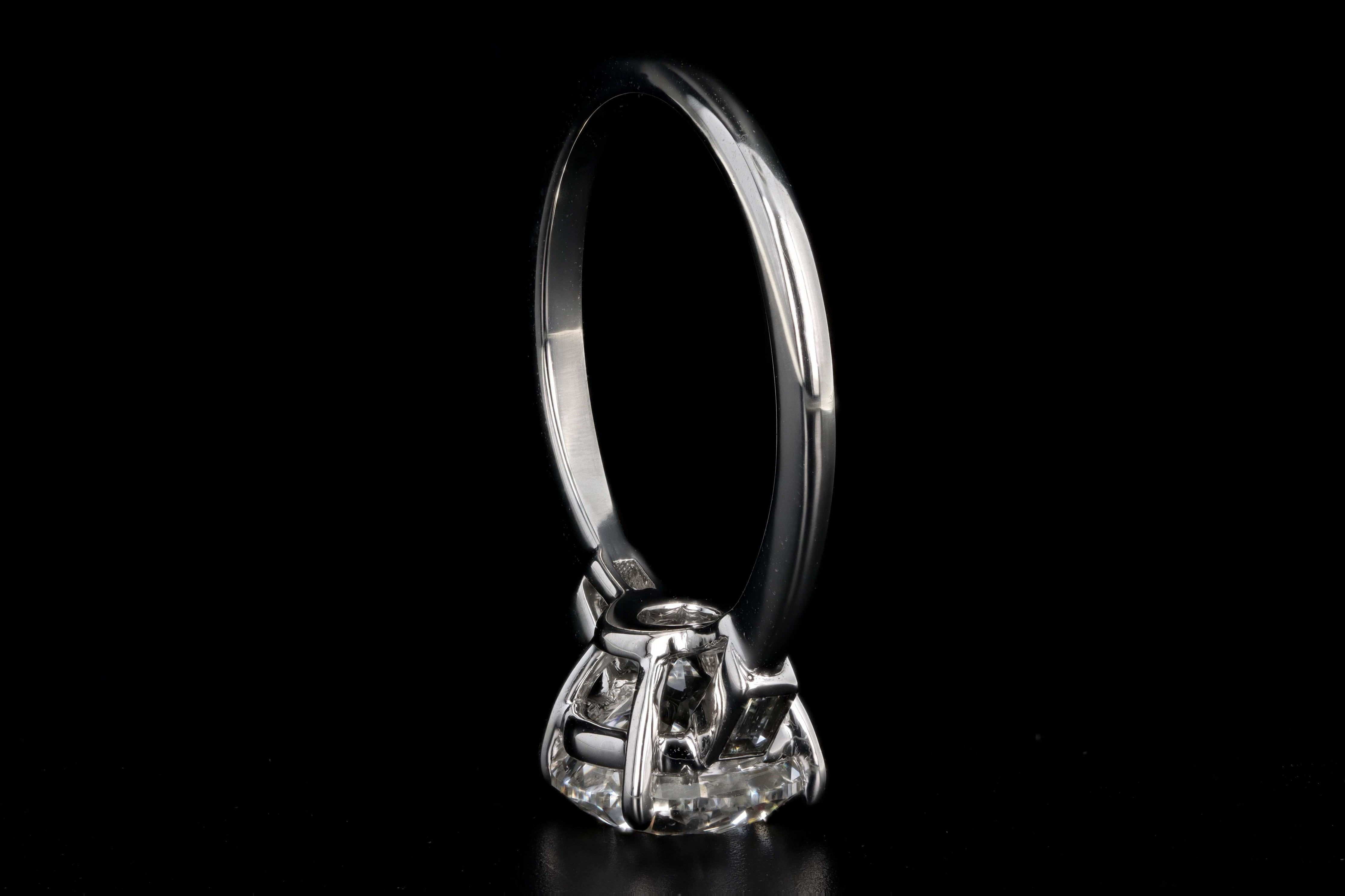 New Platinum 2.51 Carat Round Brilliant Diamond Engagement Ring GIA Certified - Queen May