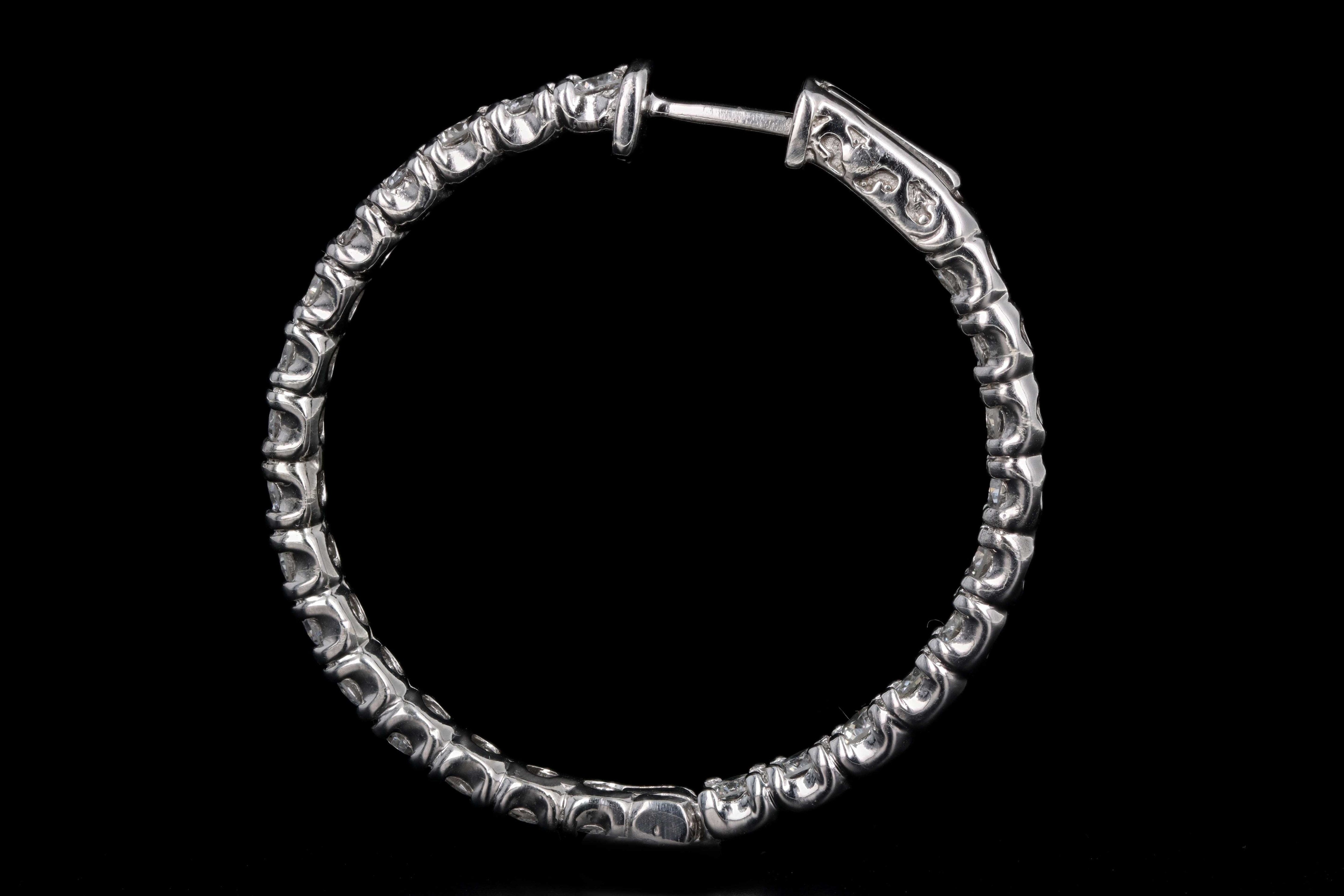 New 14K White Gold 4.37 Carat Total Weight Diamond Inside-Out Hoop Earrings - Queen May