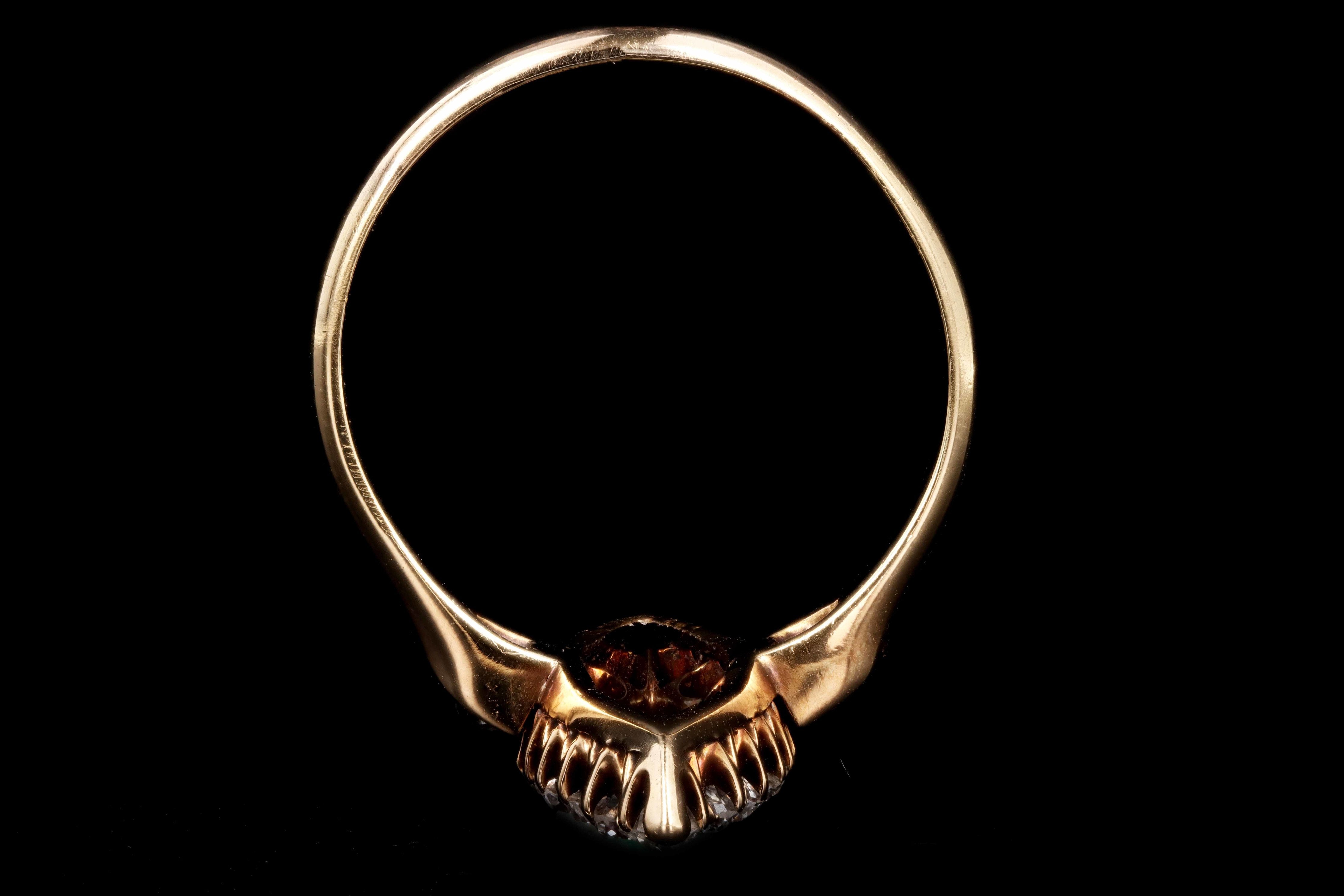 Victorian 14K Rose Gold Turquoise and Diamond Navette Ring - Queen May