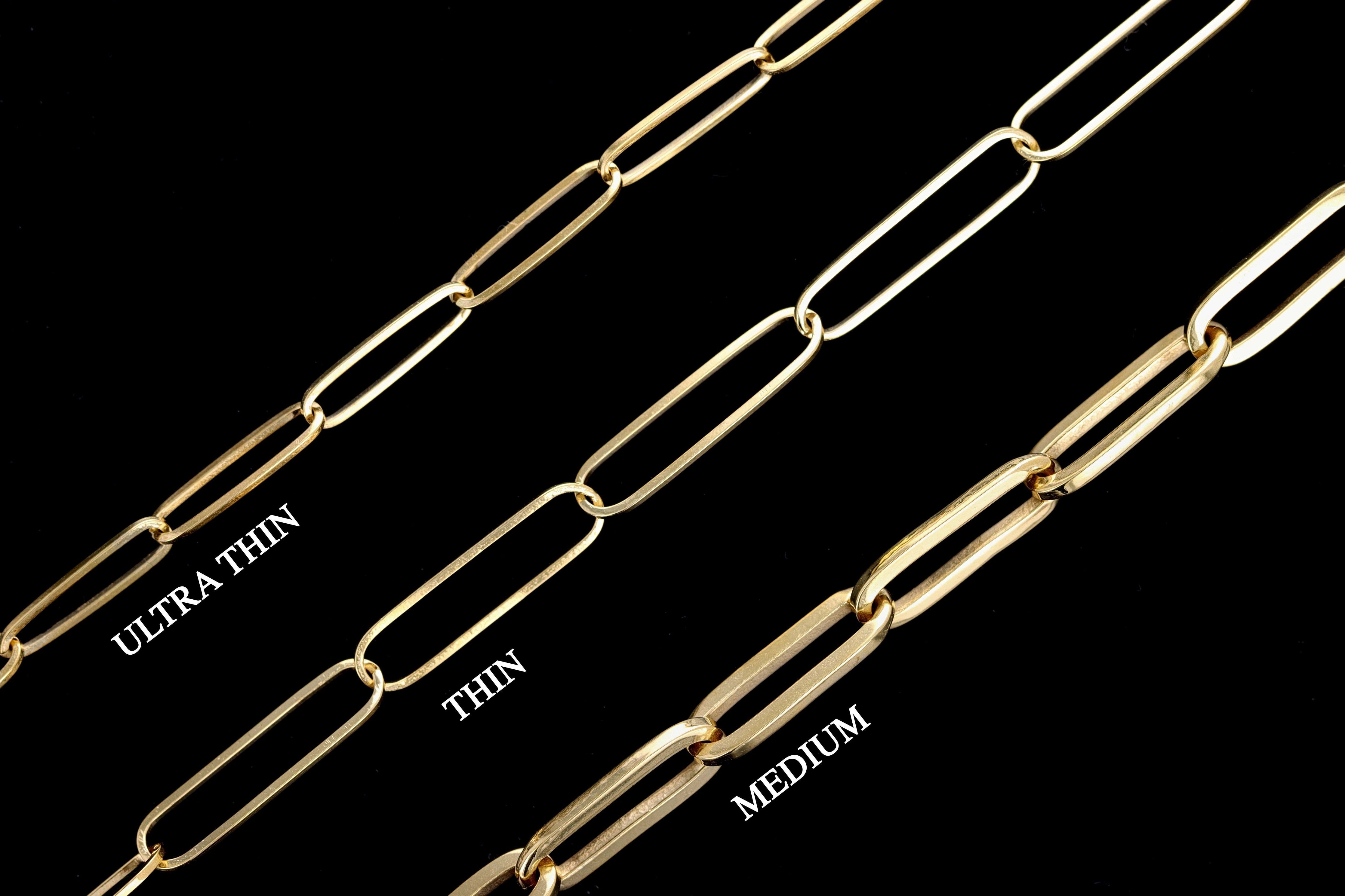 14K Gold Ultra Thin 2.6mm Paperclip Chain Necklace - Queen May