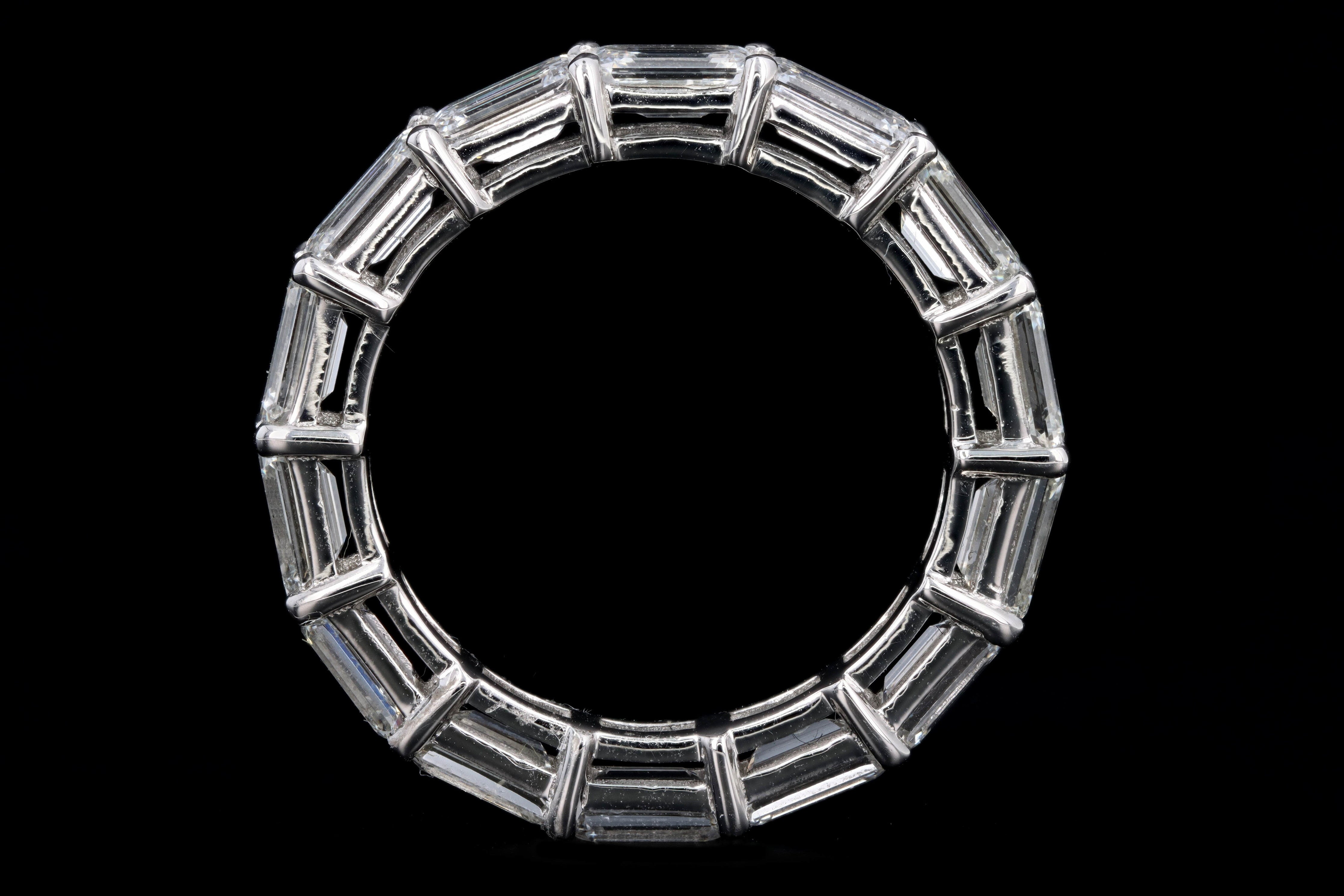 Platinum 3.81 Carat Emerald Cut Diamond Eternity Band - Queen May