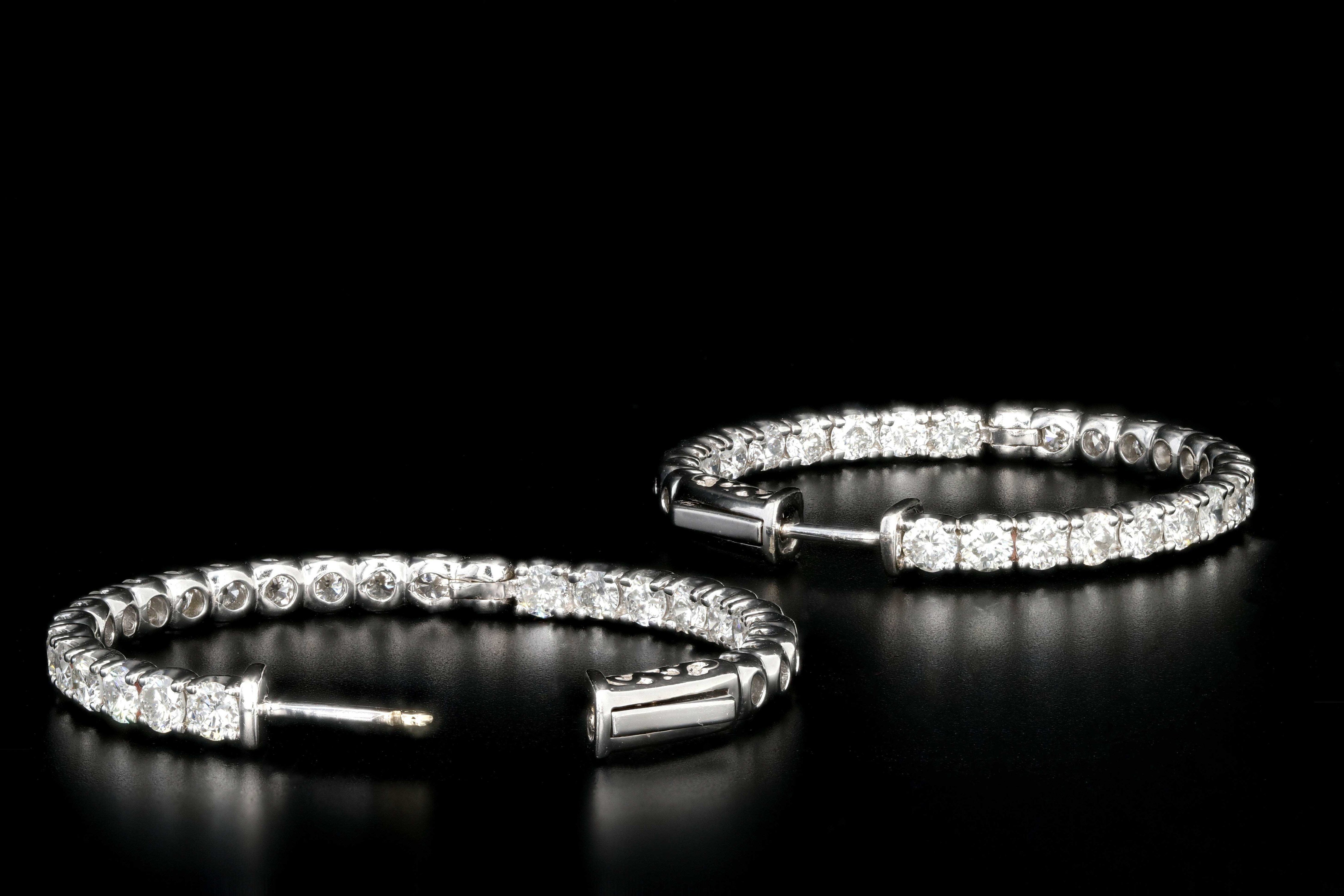 Modern 14K White Gold 5.2CTW Diamond Inside-Out Hoop Earrings - Queen May
