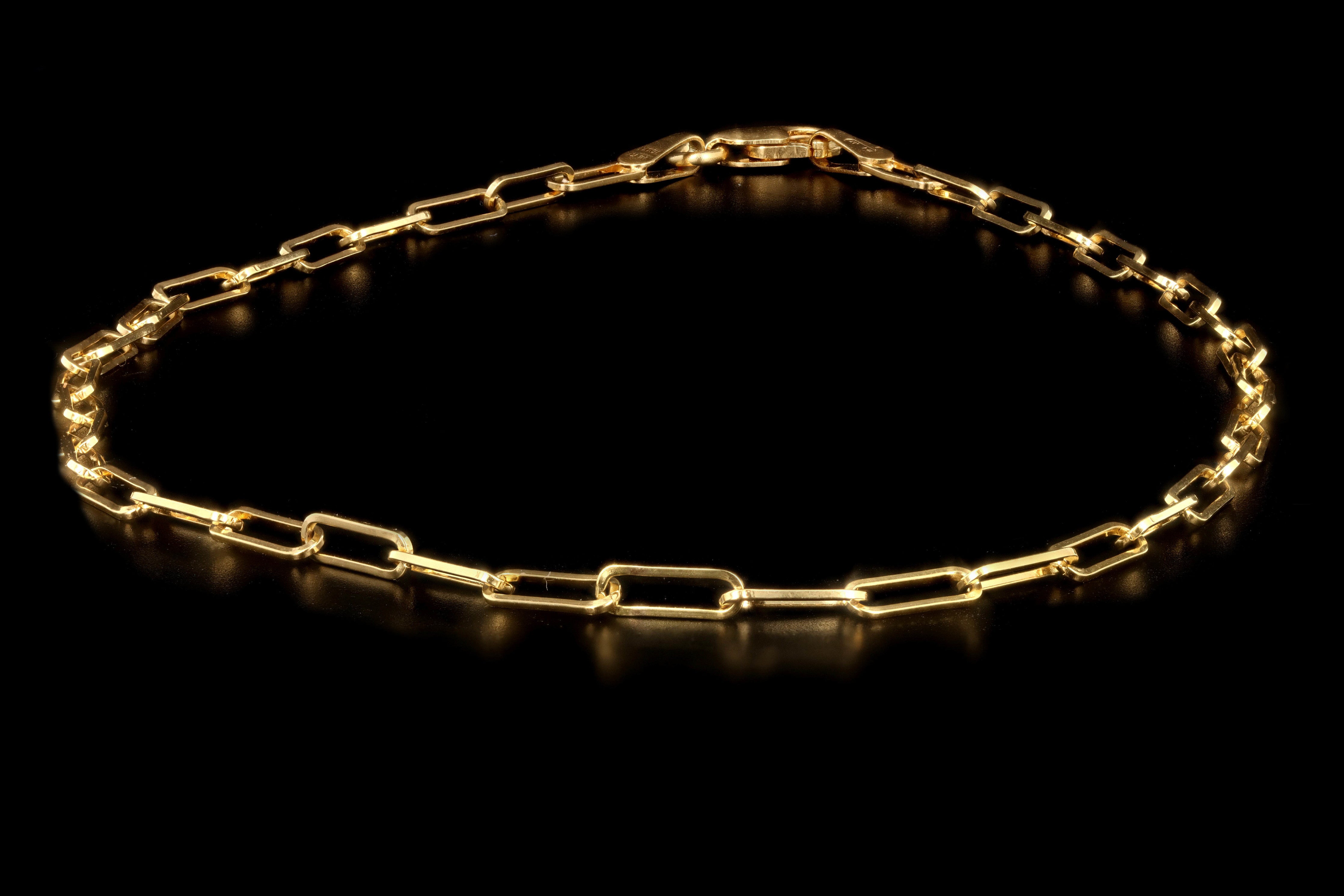 New 14K Yellow Gold Paper Clip Open Link Anklet - Queen May
