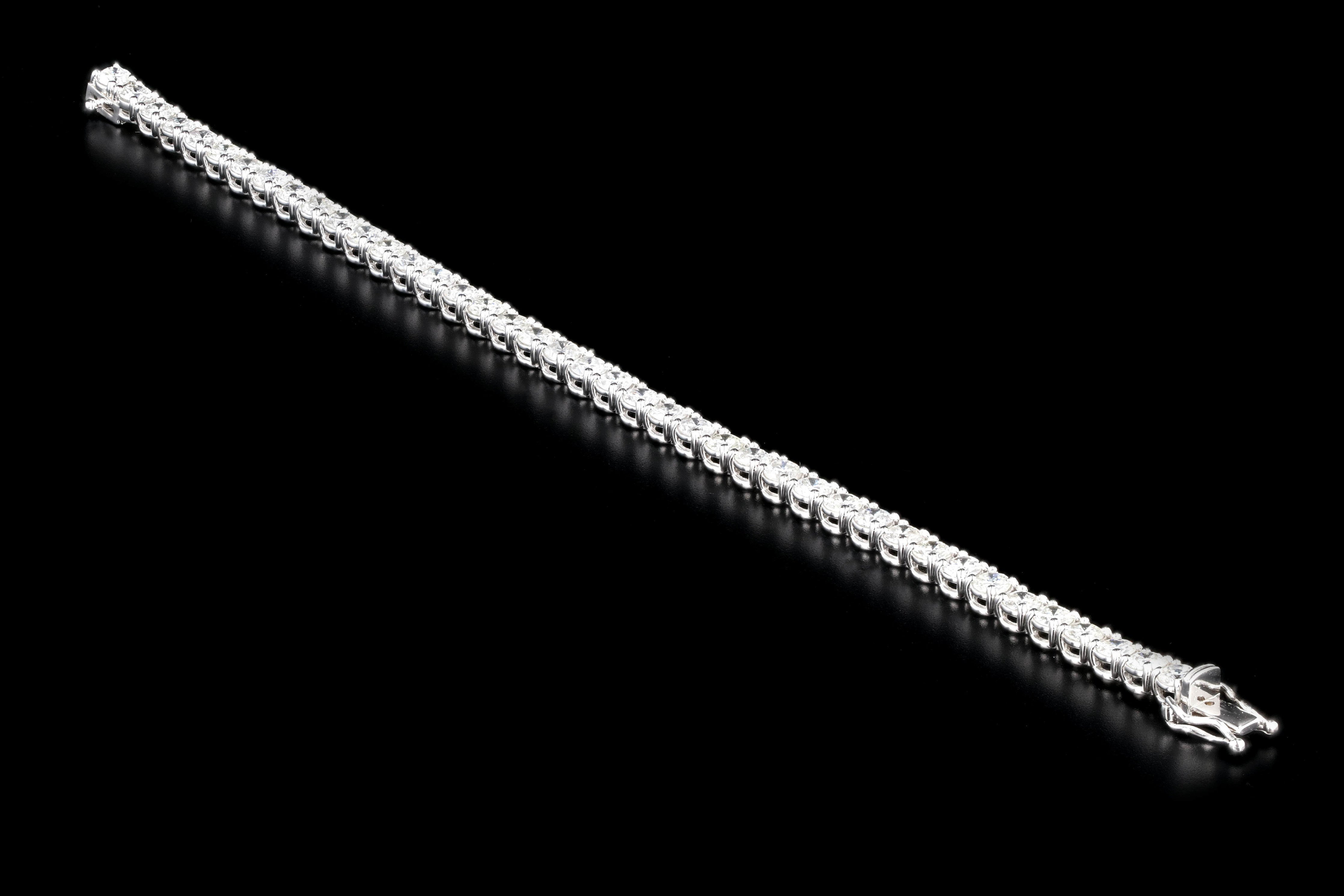 New 14K White Gold 9.17 Carat Diamond Tennis Bracelet - Queen May
