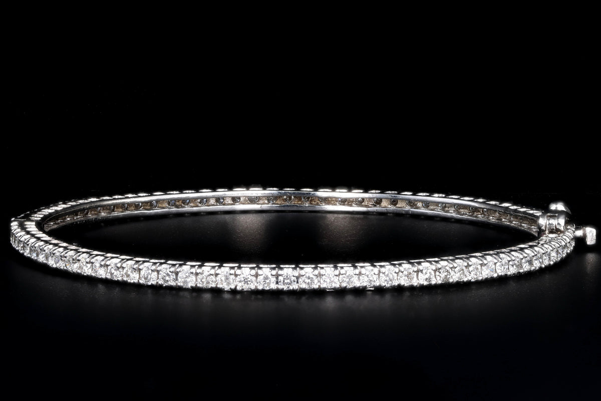 14K White Gold 2 Carat Round Brilliant Diamond Bangle - Queen May