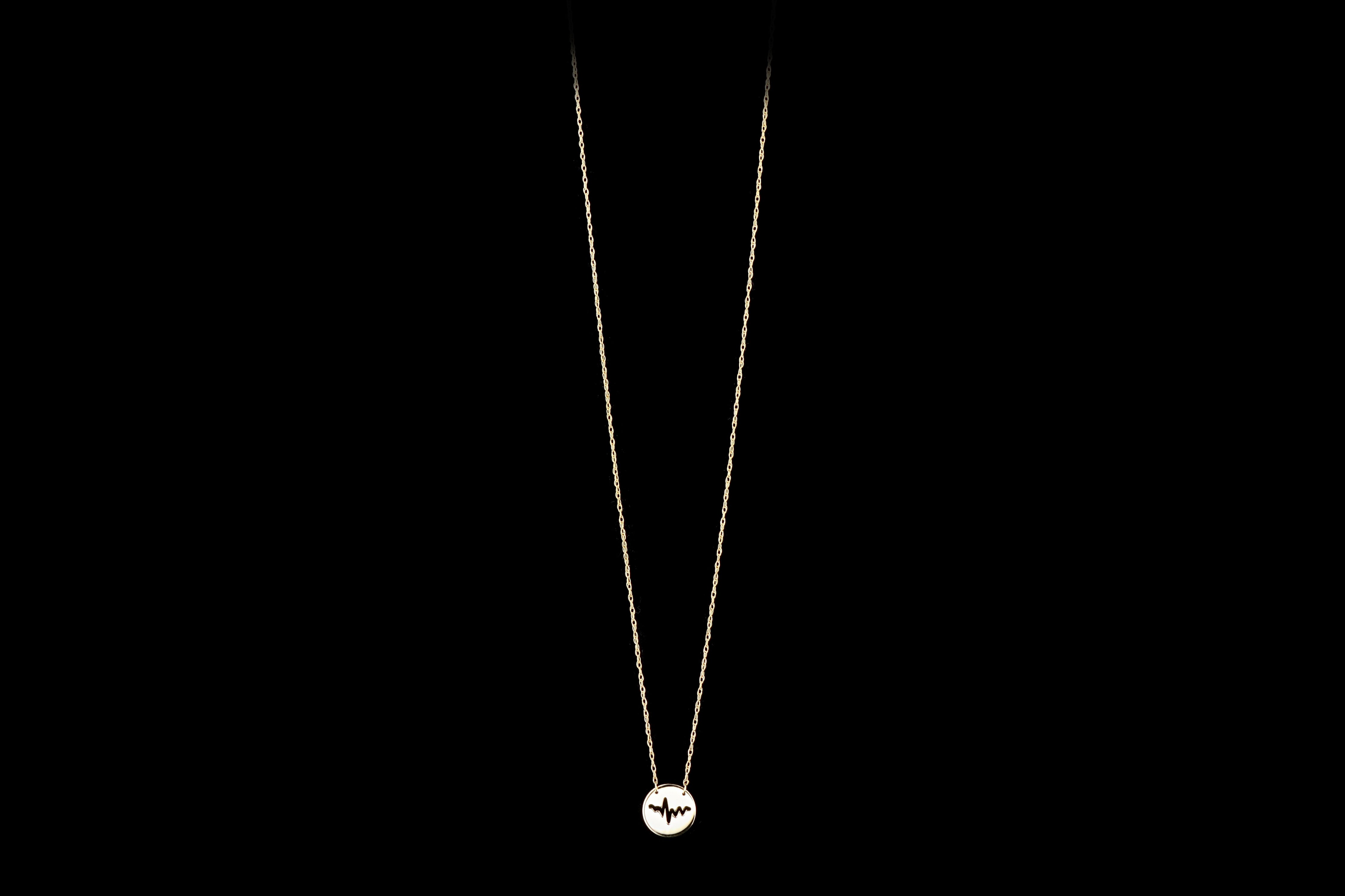 New 14K Yellow Gold Heartbeat Pendant Necklace - Queen May
