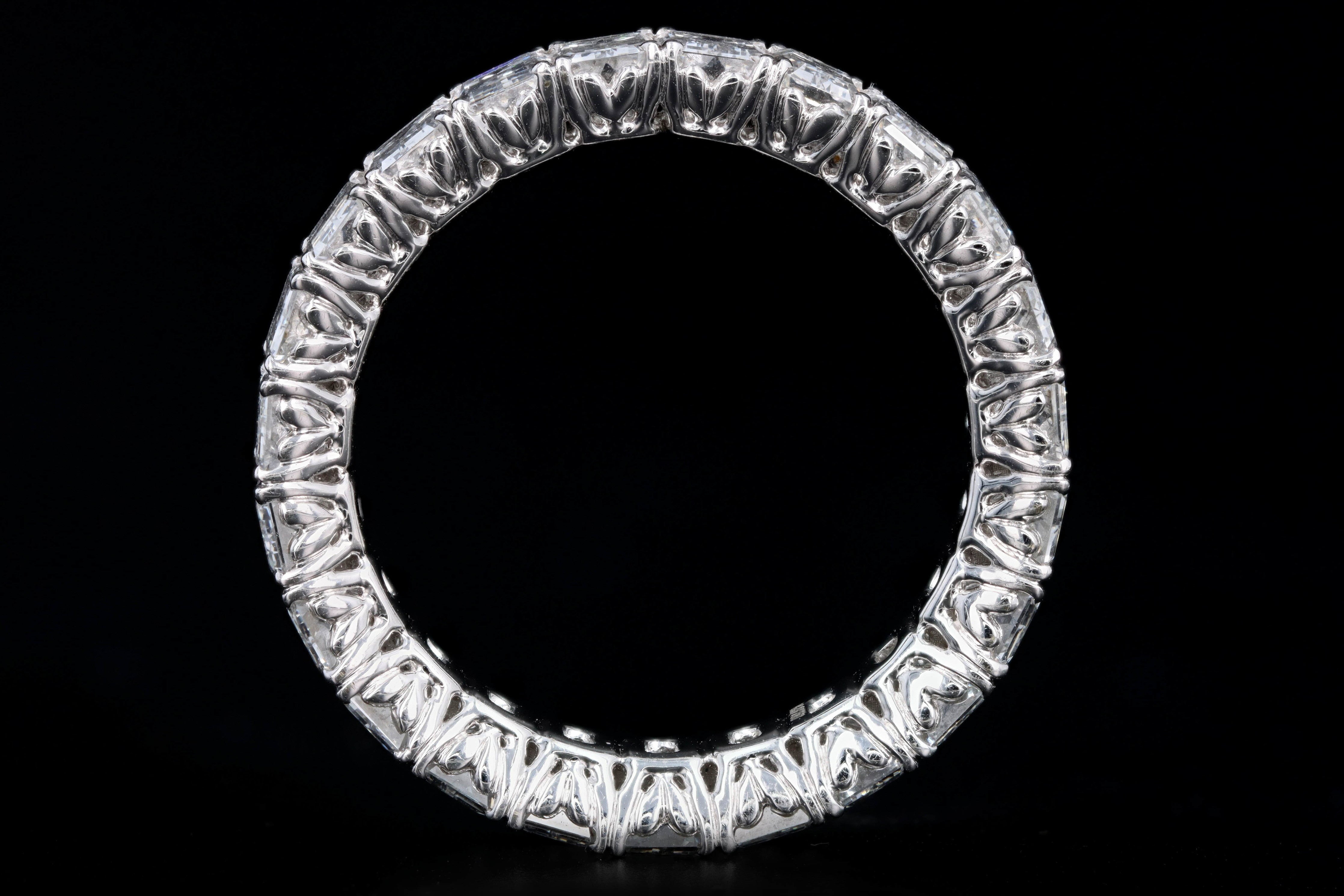 New 18K White Gold 4.86 Carat Emerald Cut Diamond Eternity Band - Queen May
