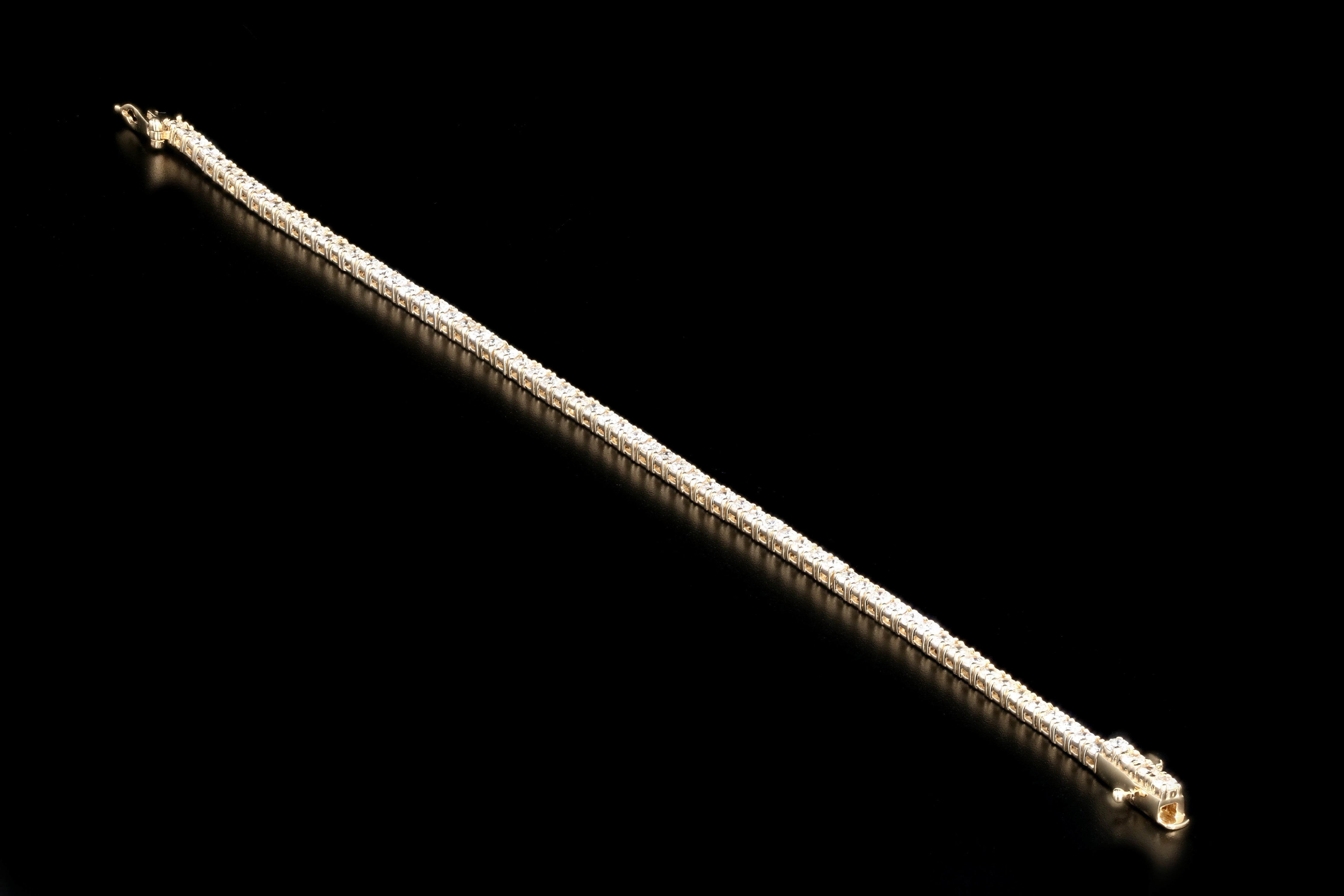 New 14K Yellow Gold 3.14 CTW Diamond Tennis Bracelet - Queen May