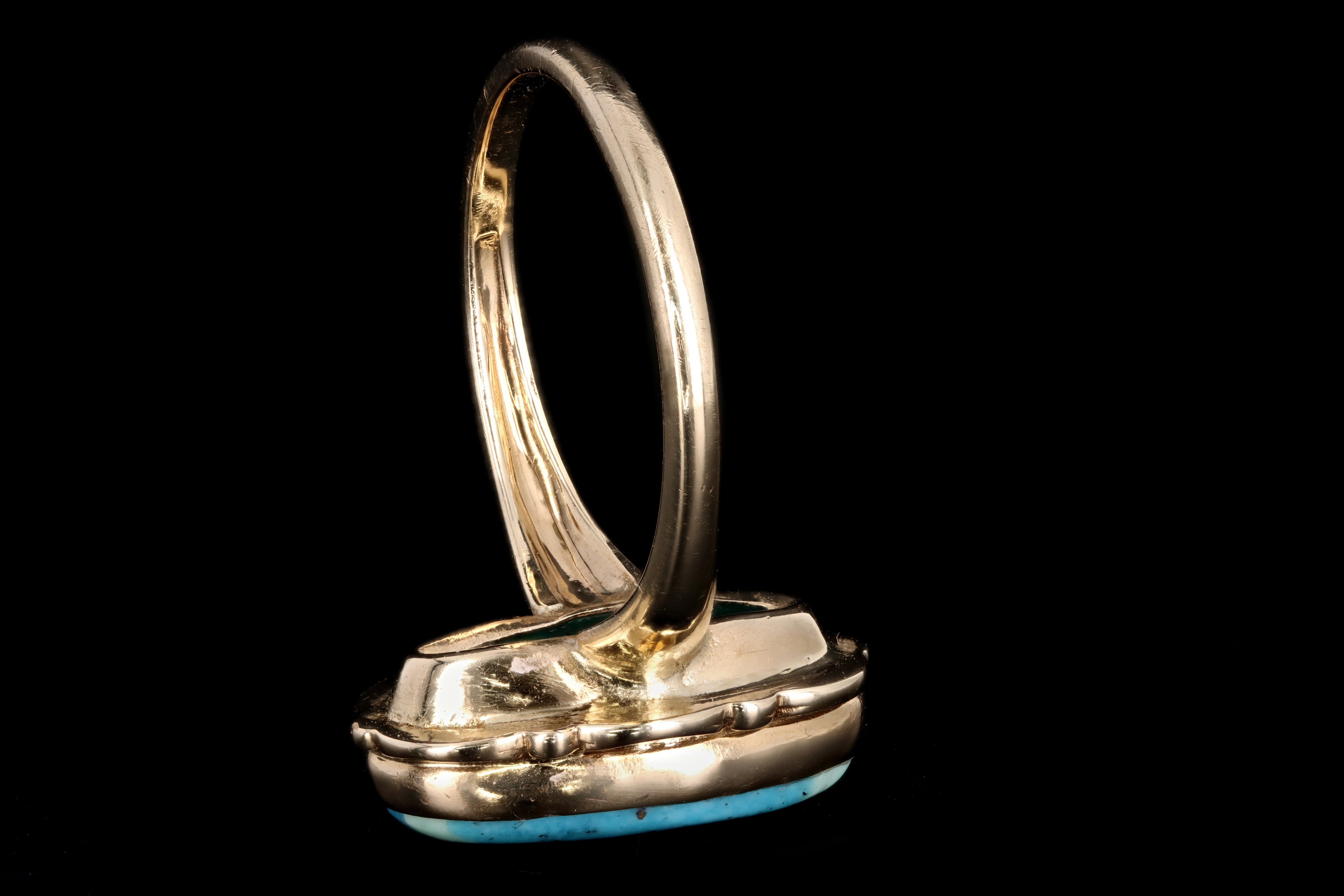 Vintage 10K Yellow Gold Turquoise Inlay Ring - Queen May