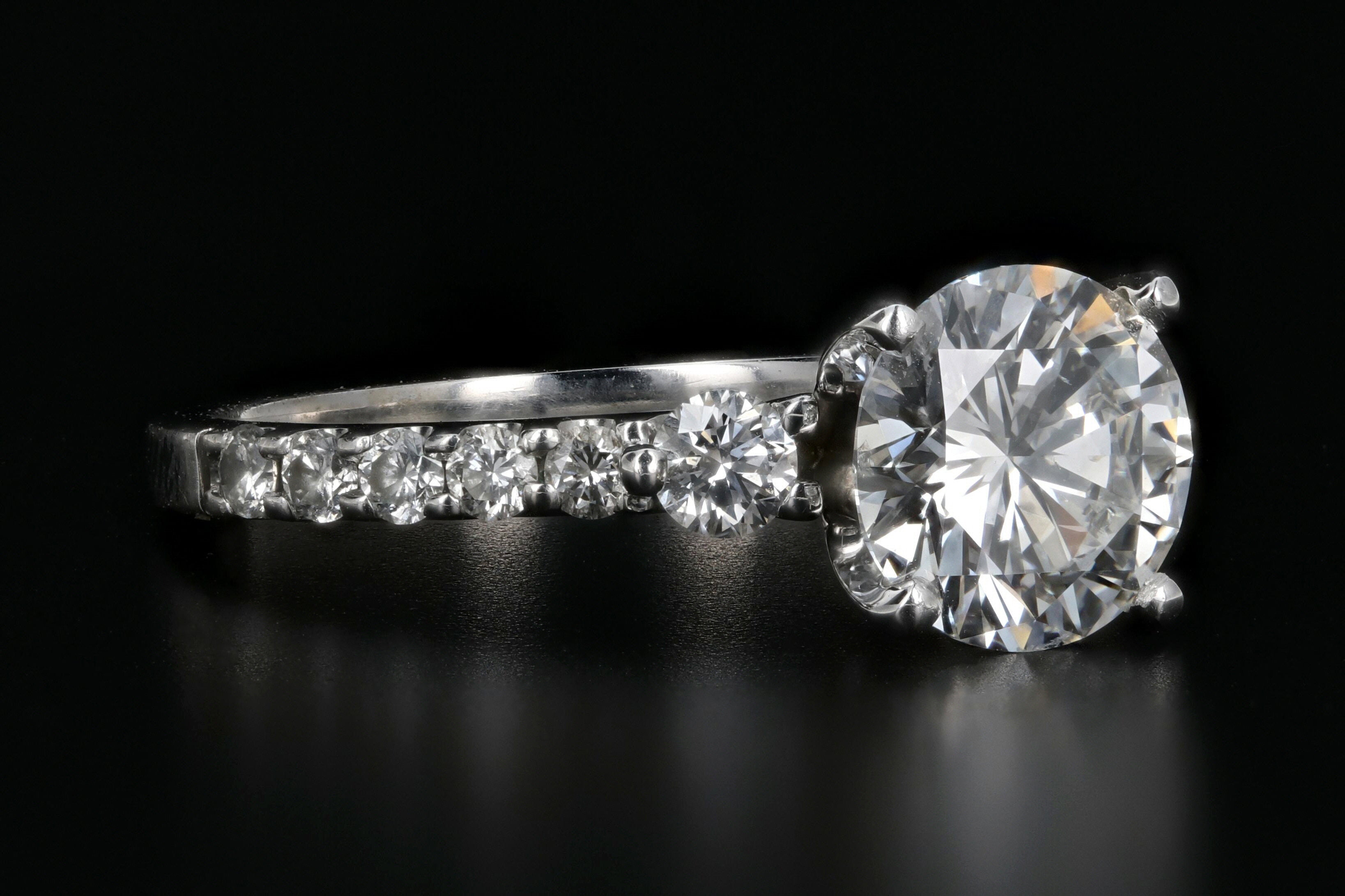 Modern 14K White Gold 1.56 Carat Diamond Engagement Ring GIA Certified - Queen May