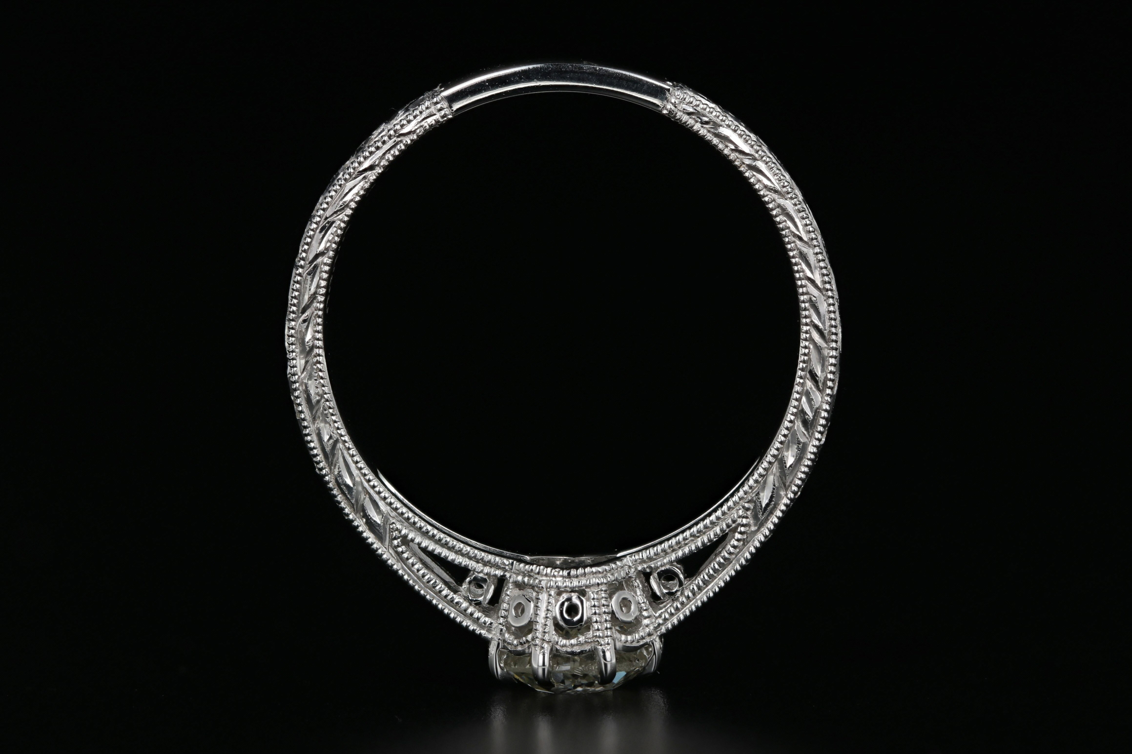 New 14K White Gold Old European Cut .69 Carat Diamond Engagement Ring - Queen May