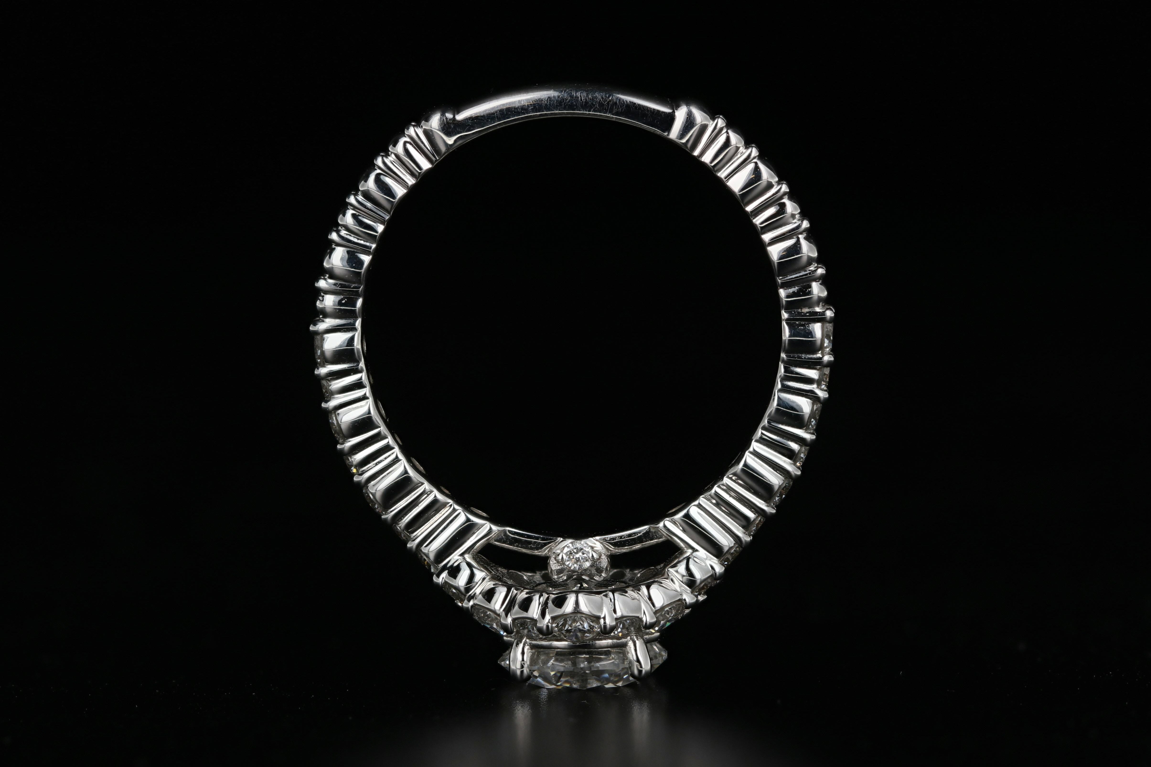 New 18K White Gold 1.22 Carat Diamond Halo Ring GIA Certified - Queen May