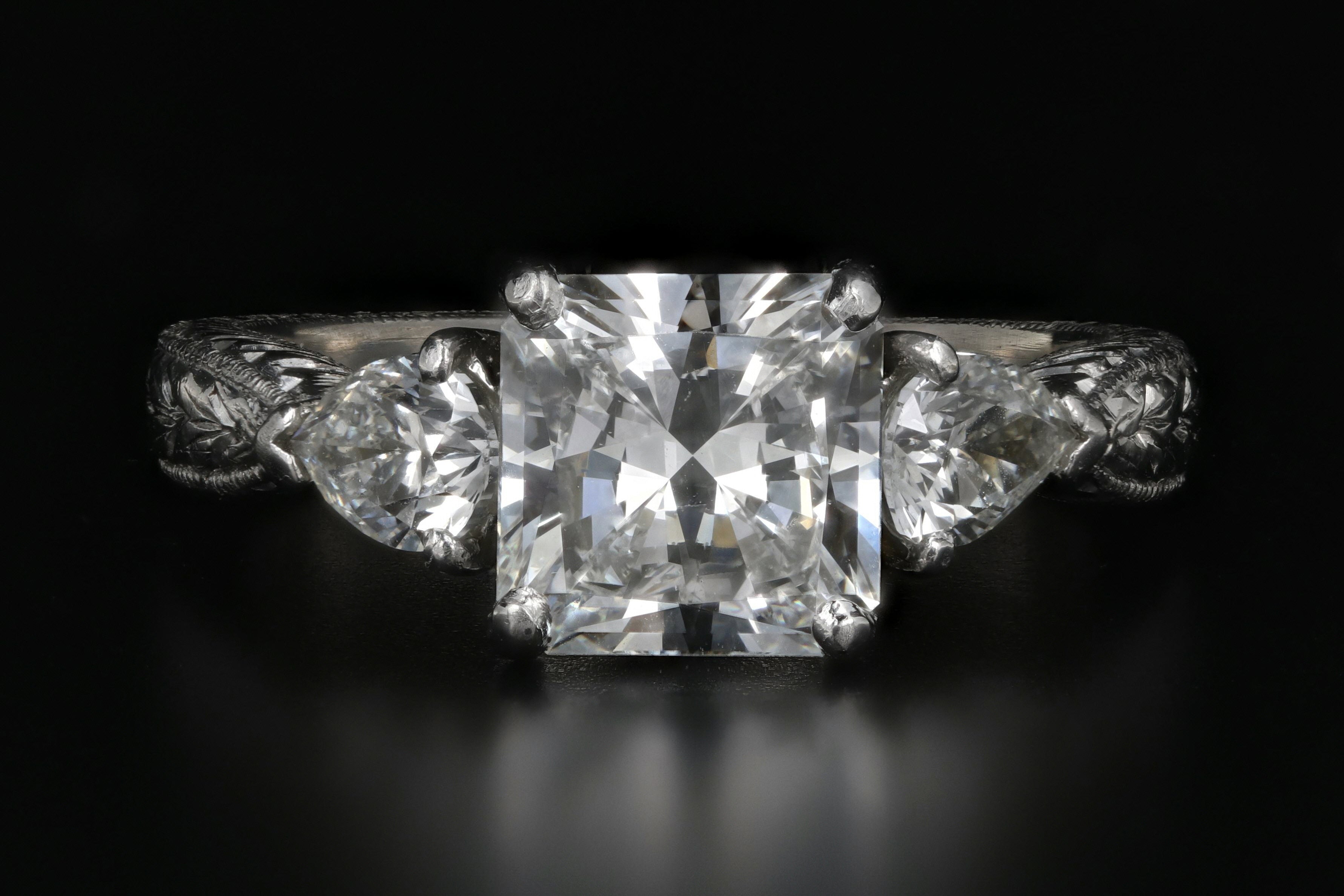 New Platinum 2.01 Carat Radiant Cut Diamond Engagement Ring GIA Certified - Queen May