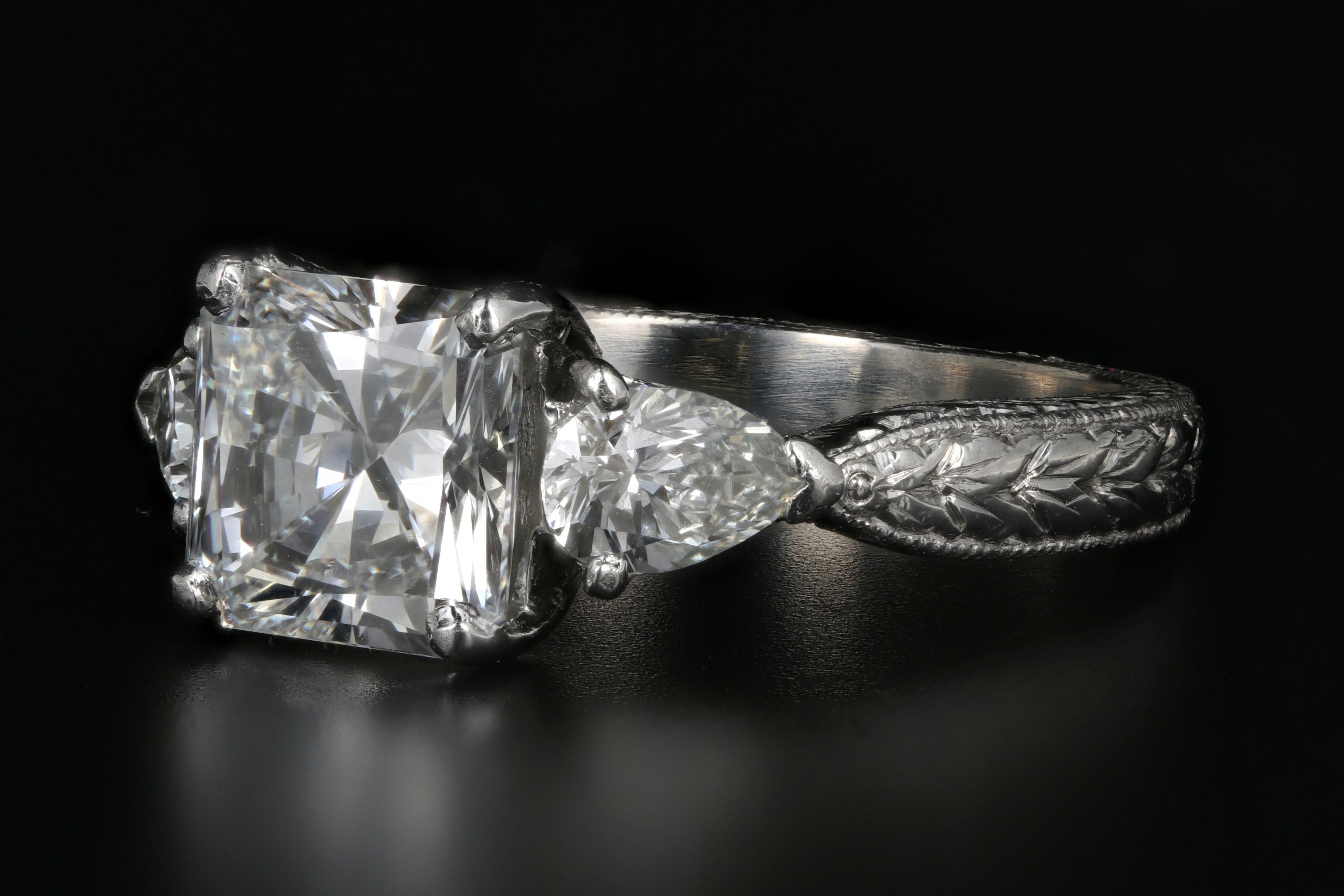 New Platinum 2.01 Carat Radiant Cut Diamond Engagement Ring GIA Certified - Queen May