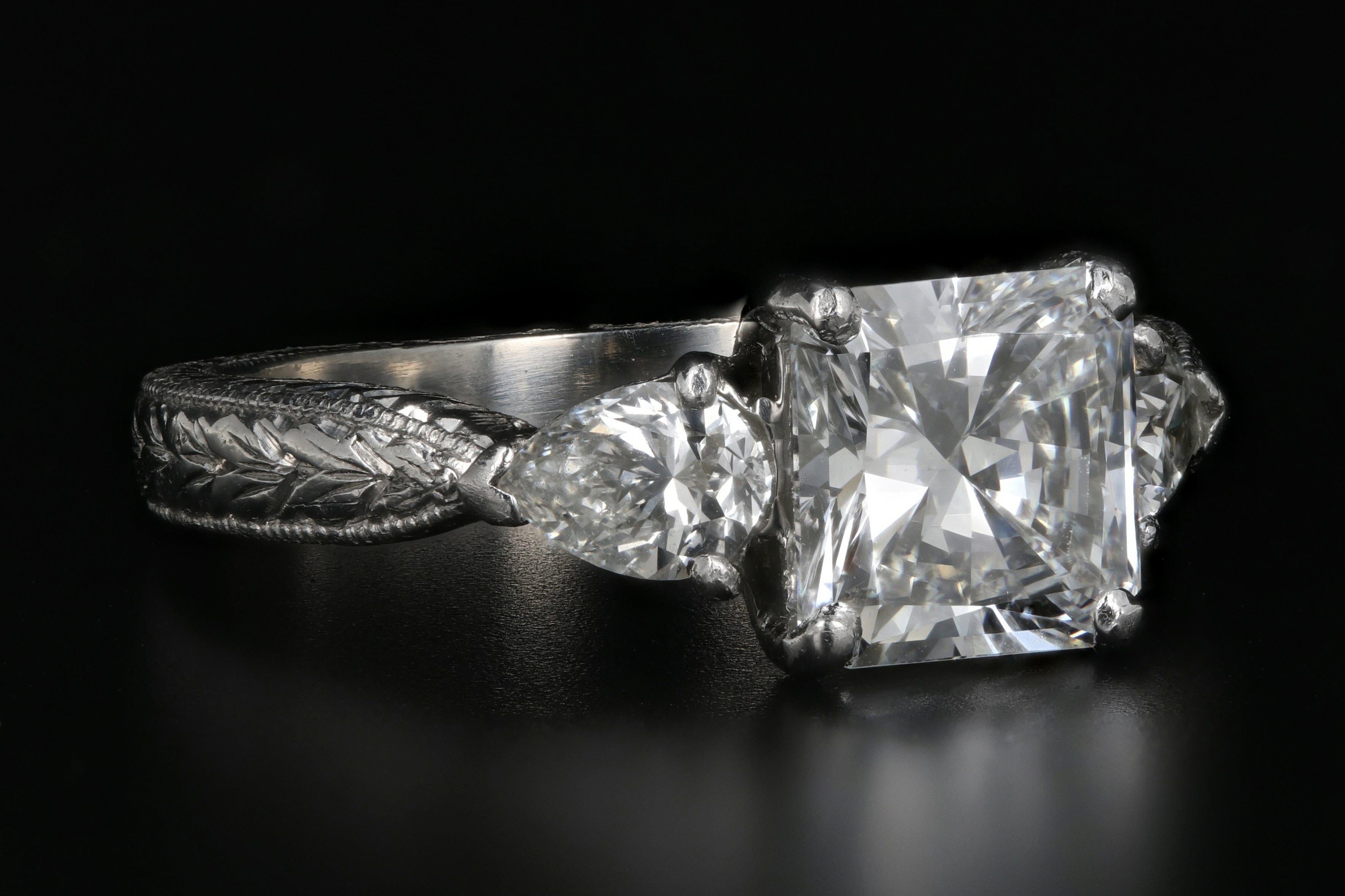 New Platinum 2.01 Carat Radiant Cut Diamond Engagement Ring GIA Certified - Queen May