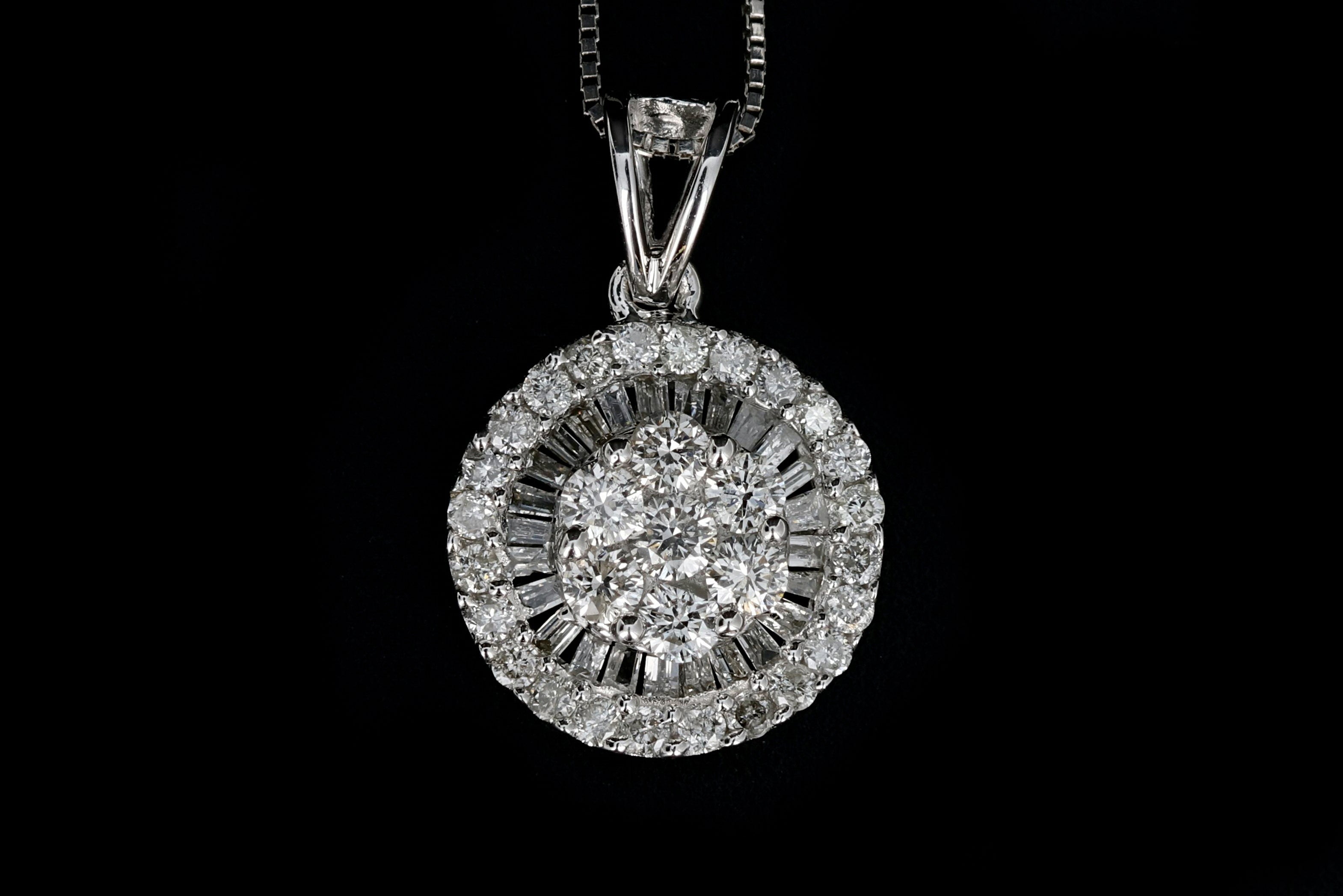 Modern 18K White Gold .5 Carat Diamond Weight Total Pendant Necklace - Queen May