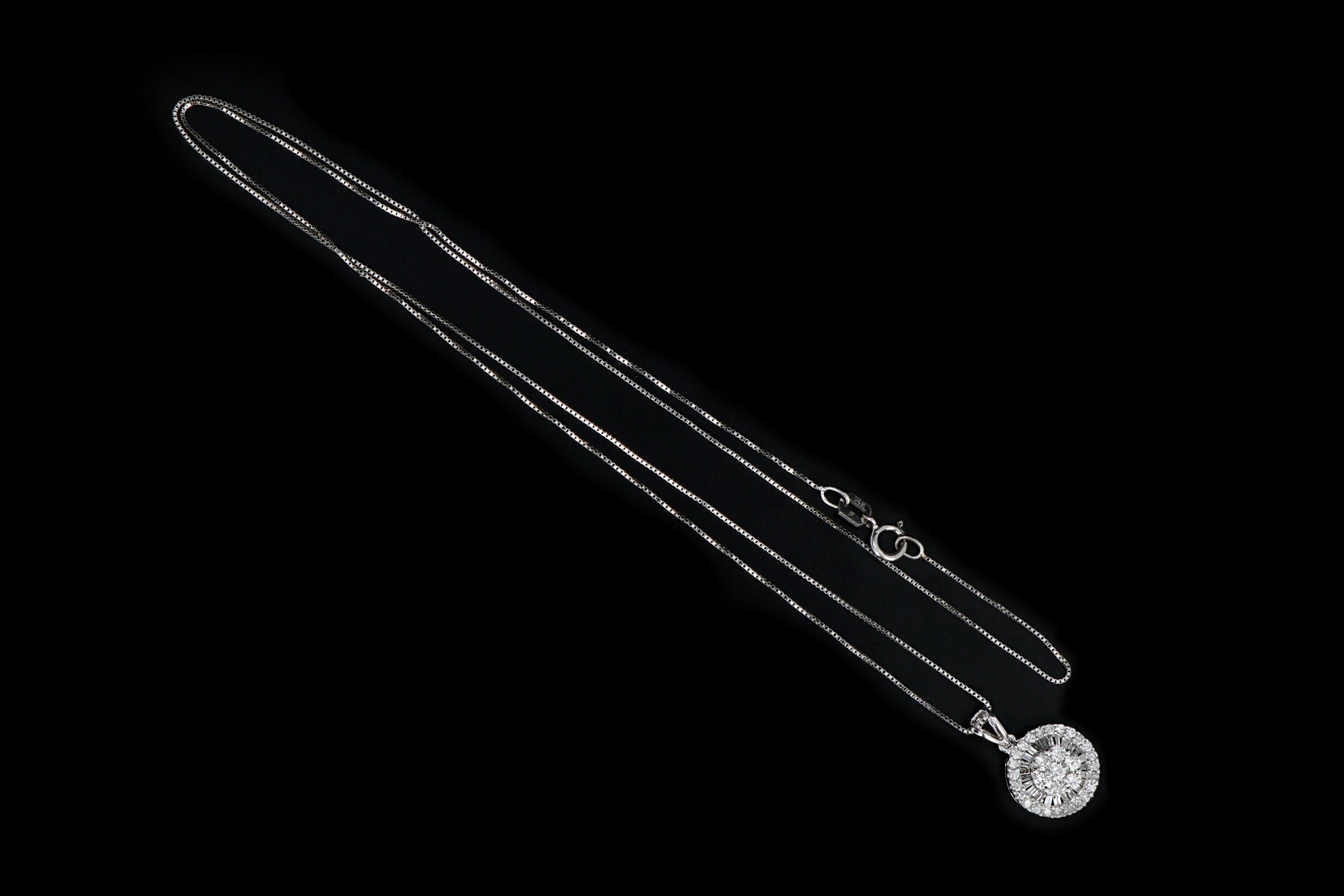 Modern 18K White Gold .5 Carat Diamond Weight Total Pendant Necklace - Queen May