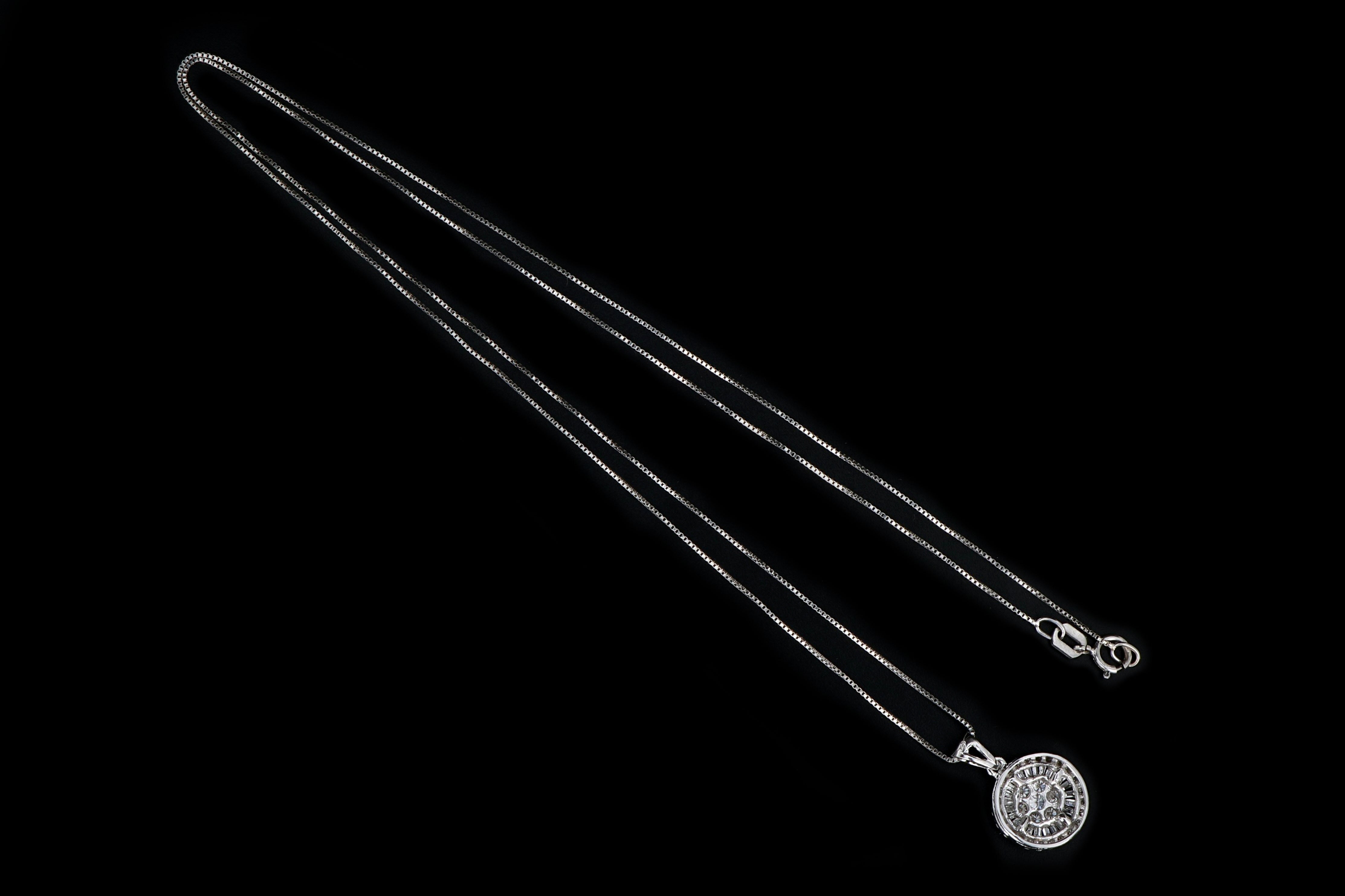 Modern 18K White Gold .5 Carat Diamond Weight Total Pendant Necklace - Queen May