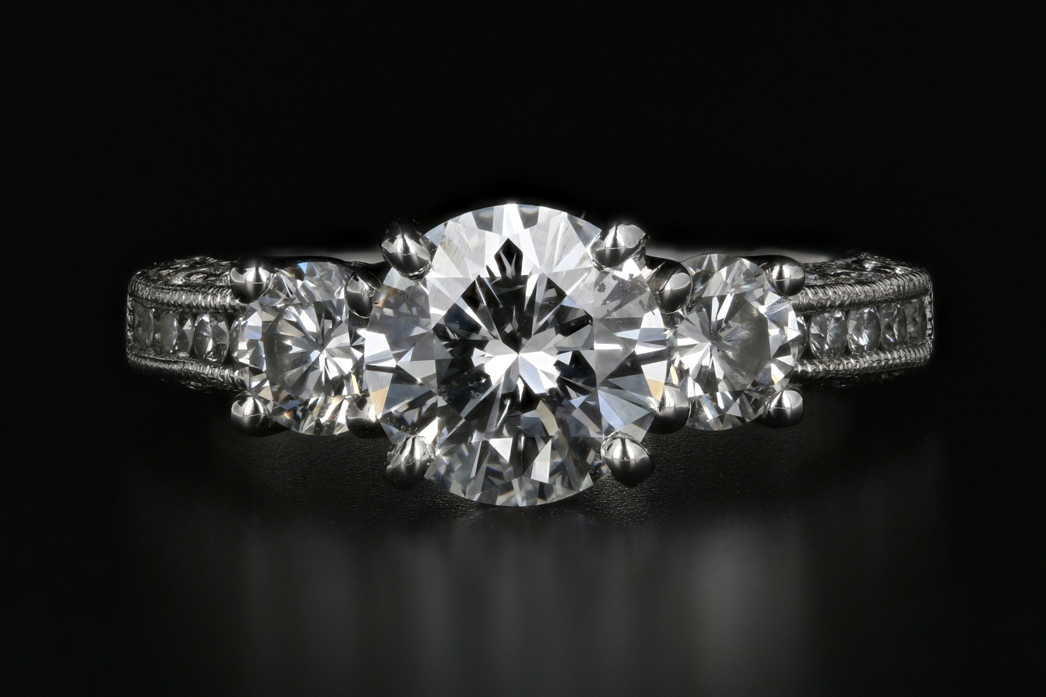 Platinum Tacori 1.54 Carat laser Inscribed Diamond Ring GIA Certified - Queen May