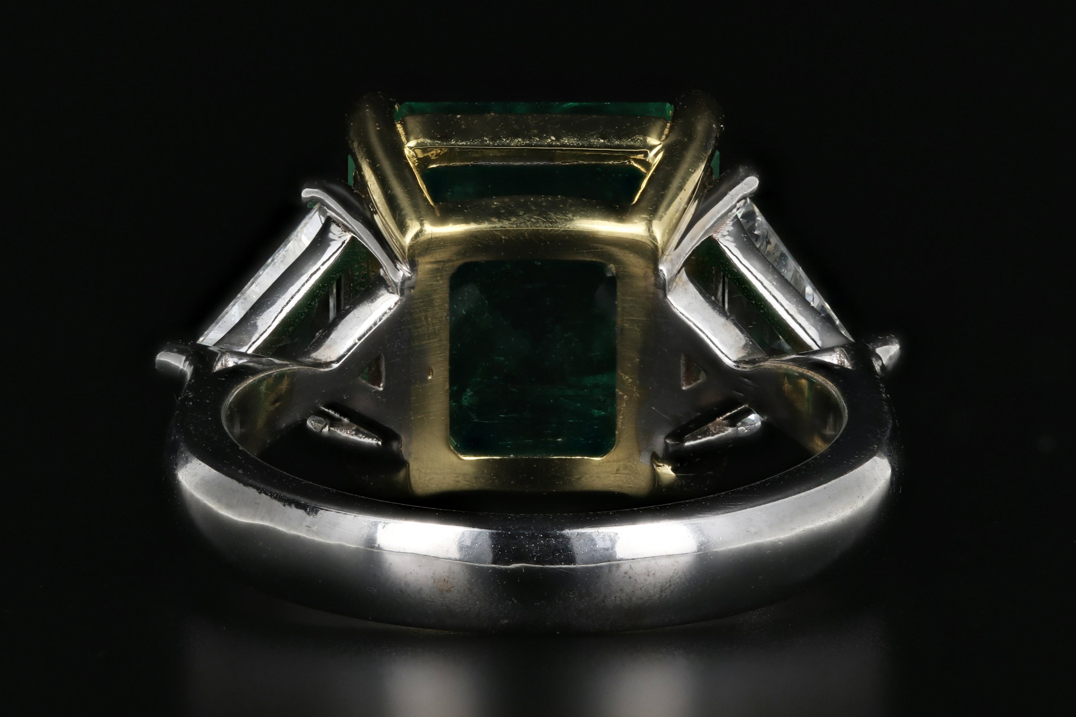 AGL Certified 5.94 Carat Colombian Emerald and Diamond Ring - Queen May