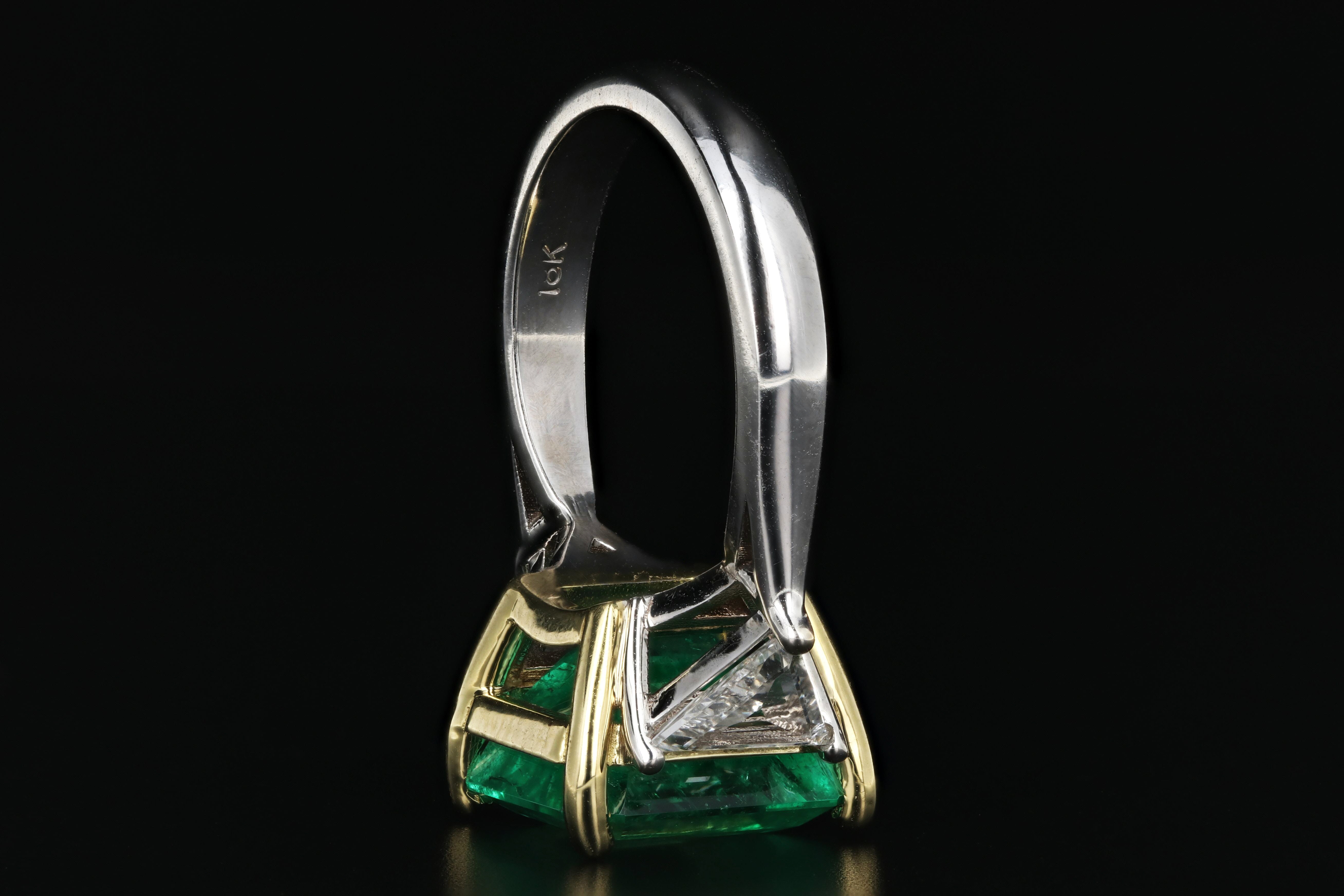 AGL Certified 5.94 Carat Colombian Emerald and Diamond Ring - Queen May