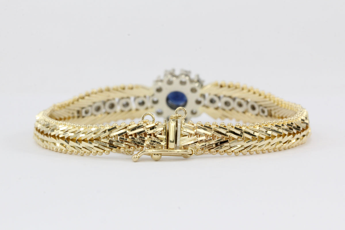 14K Yellow & White Gold Natural Sapphire and Diamond Bracelet - Queen May