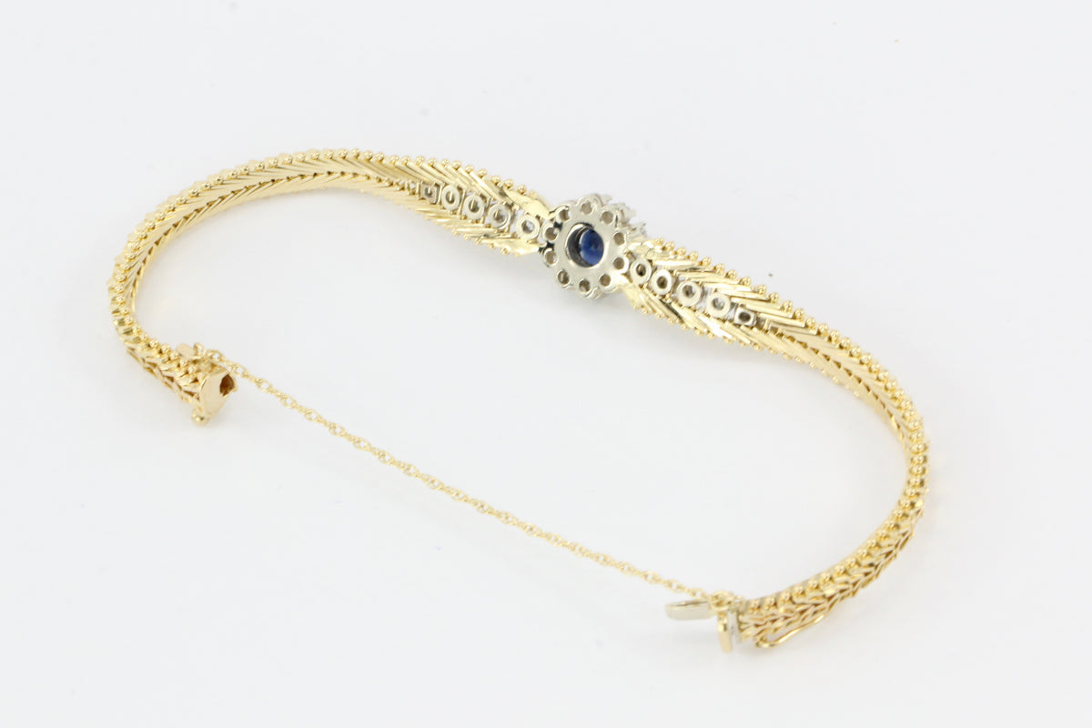 14K Yellow & White Gold Natural Sapphire and Diamond Bracelet - Queen May
