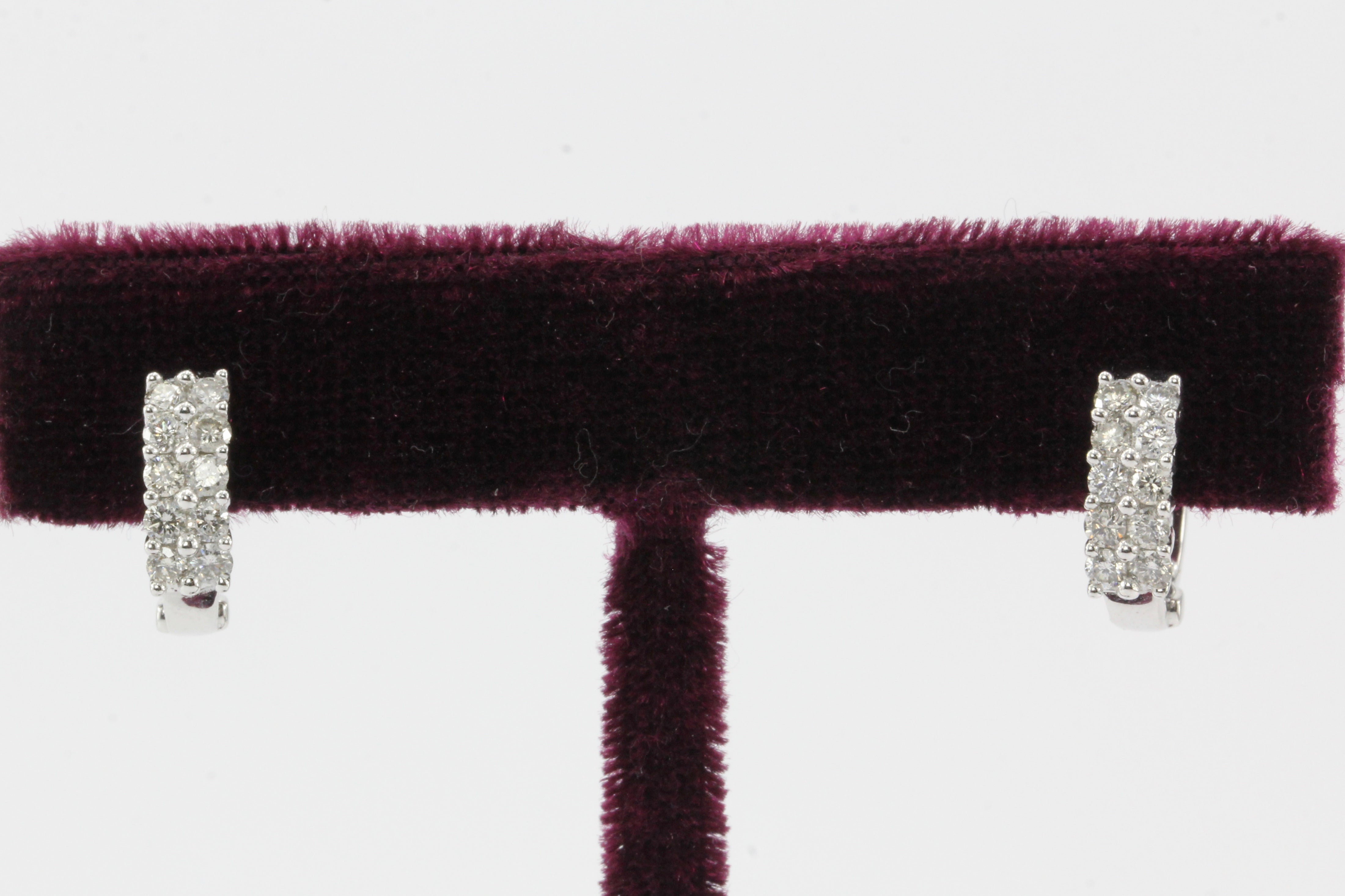 18K White Gold .50 CTW Diamond Huggie Hoop Earrings - Queen May