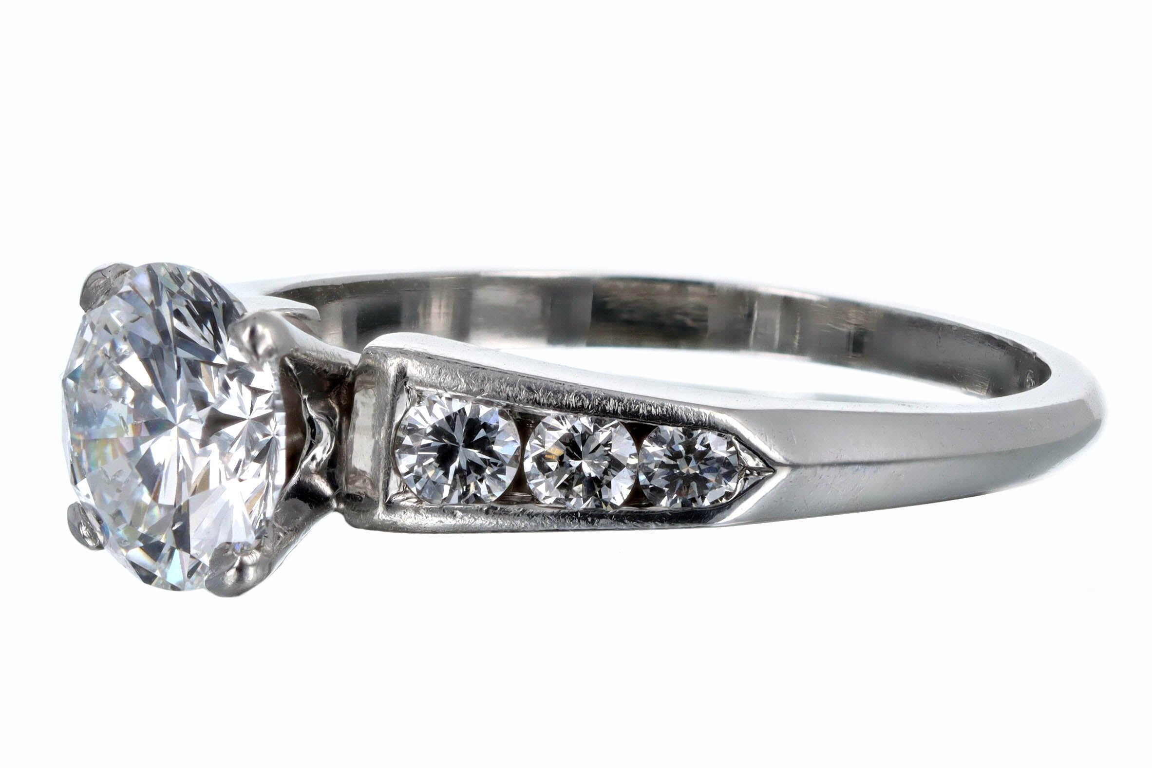 Platinum 1.36 Carat Round Brilliant Diamond Engagement Ring GIA Certified - Queen May