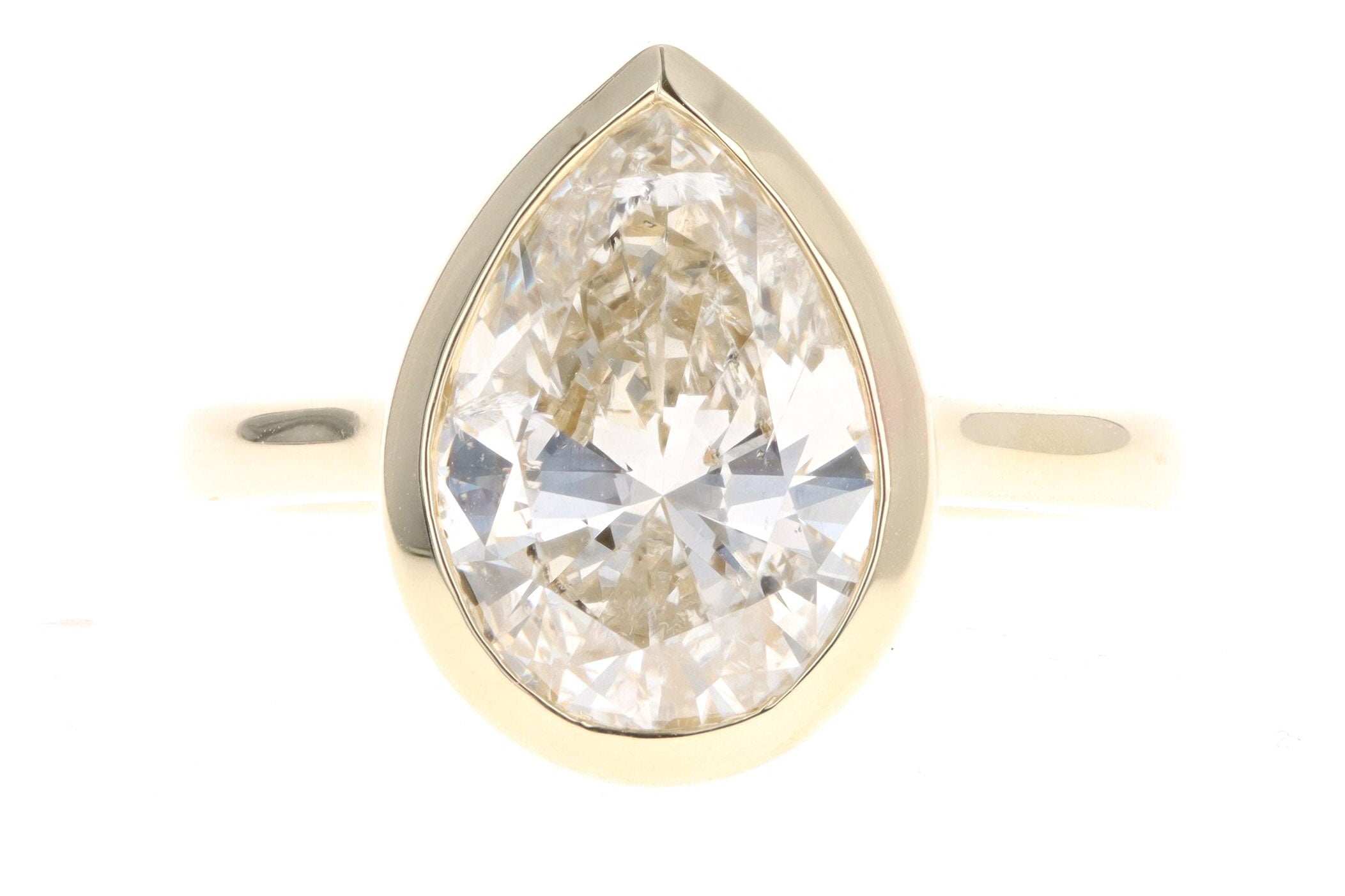14K Yellow Gold 3.47 Carat Pear Cut Diamond Engagement Ring - Queen May